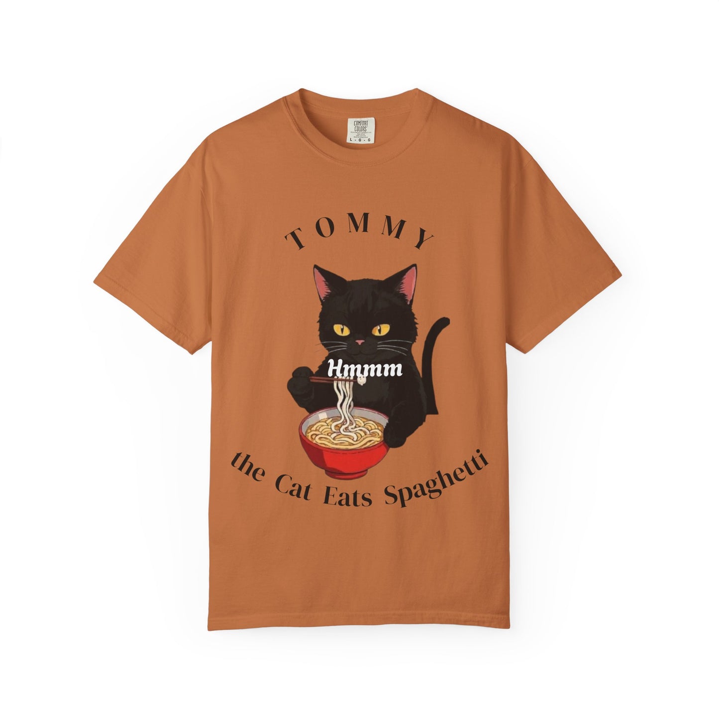 Funny Cat T-Shirt - Tommy the Cat Eats Spaghetti, Gift for Cat Lovers, Cute Pet Apparel, Relaxed Summer Tee, Cat-Themed Clothing