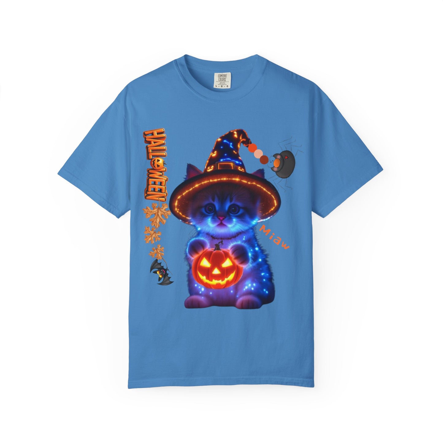 Halloween Cat T-Shirt, Unisex Garment-Dyed Tee, Cute Halloween Shirt, Spooky Cat Apparel, Fall Festival Top, Cat Lover Gift