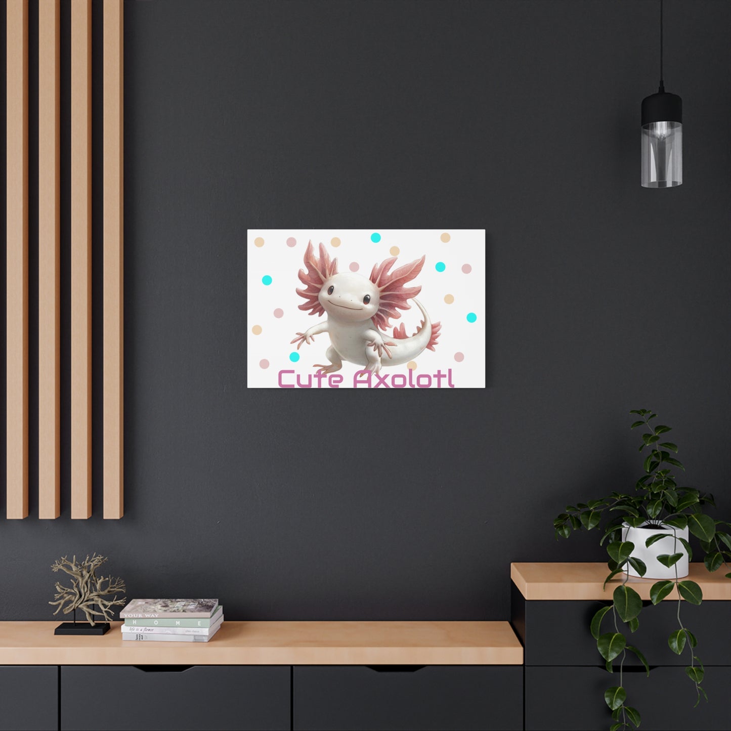 Whimsical Axolotl Canvas Art, Nursery Decor, Cute Wall Art, Kid's Room Decoration, Gift for Animal Lovers, Playful Home Accent