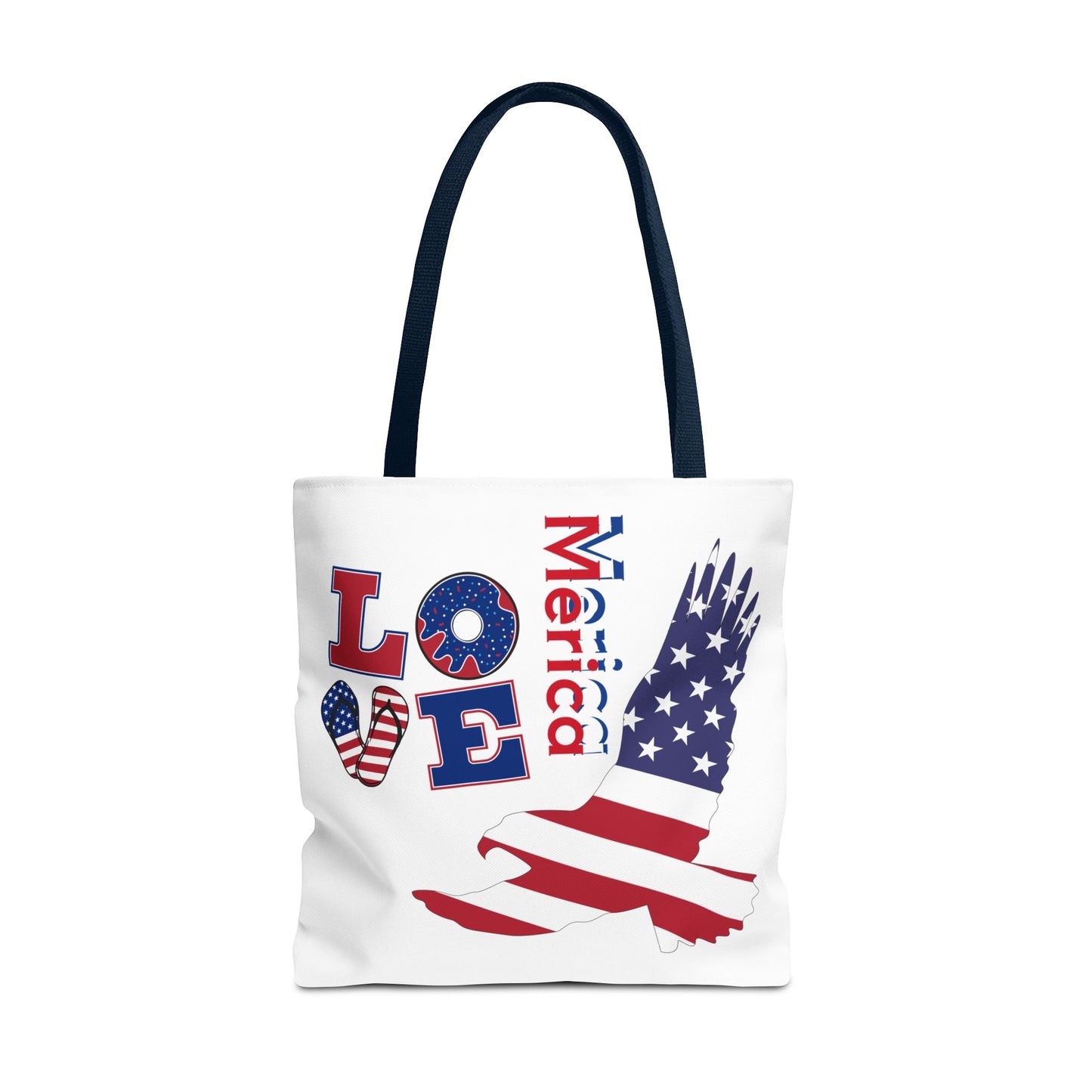 Patriotic Eagle Tote Bag - USA Flag Design, Reusable Shopping Bag, Beach Bag, Gift for Independence Day, Eco-Friendly Carryall