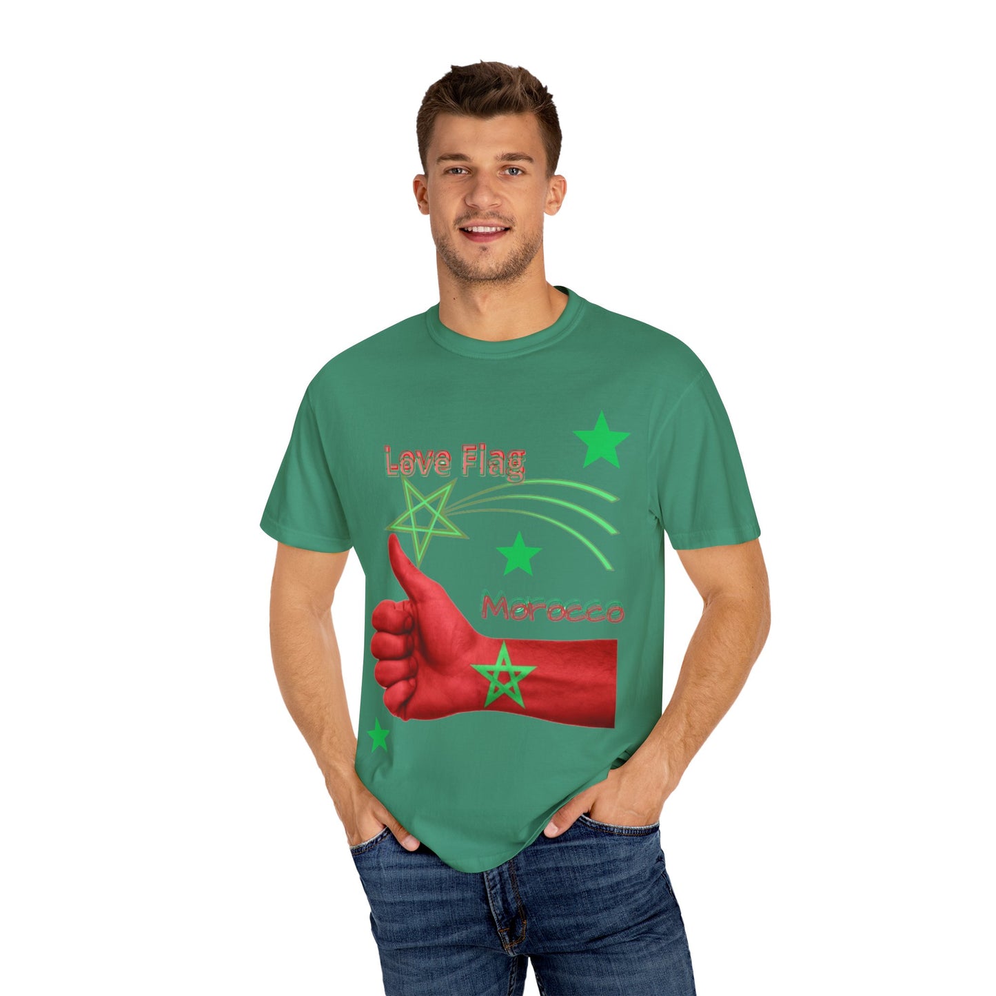 Moroccan Love Flag T-Shirt, Unisex Tee, Casual Wear, Gifts for Travelers, Unique Souvenir, Summer Fashion