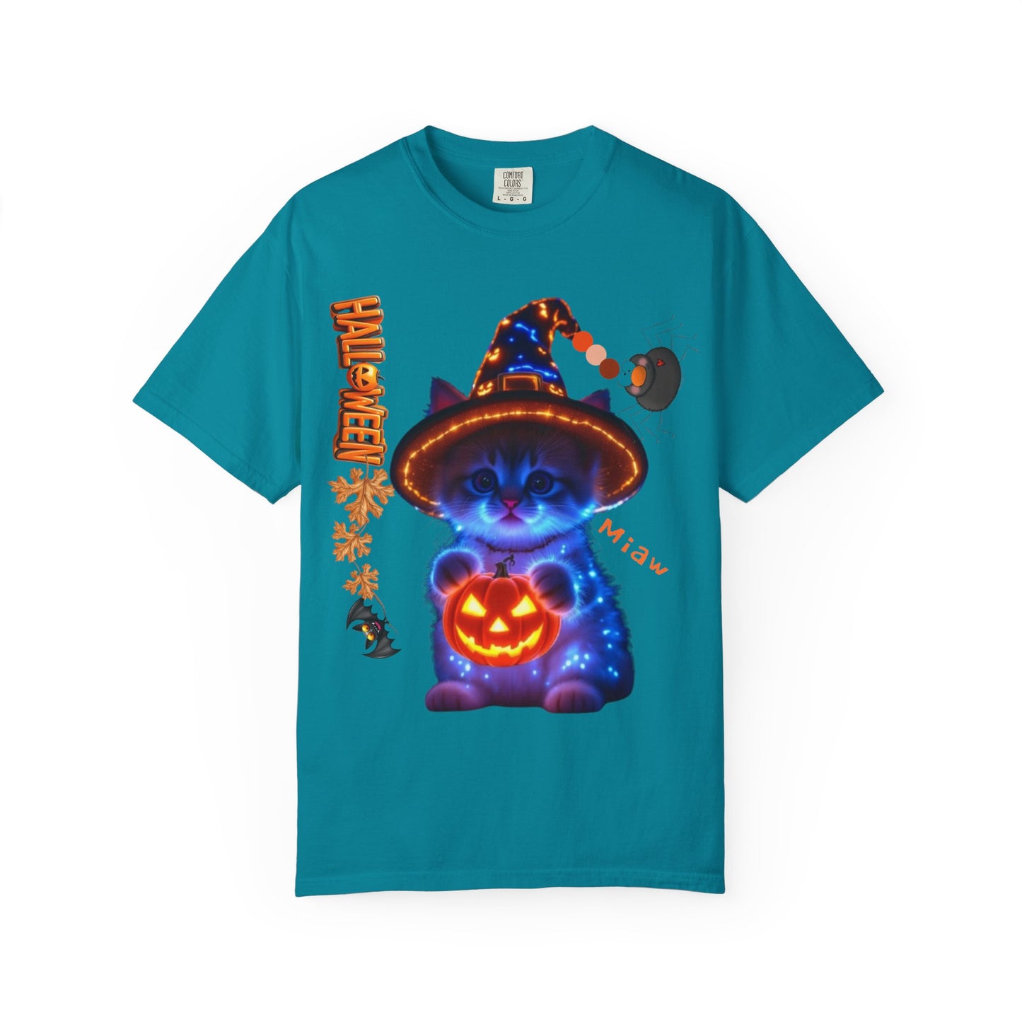 Halloween Cat T-Shirt, Unisex Garment-Dyed Tee, Cute Halloween Shirt, Spooky Cat Apparel, Fall Festival Top, Cat Lover Gift