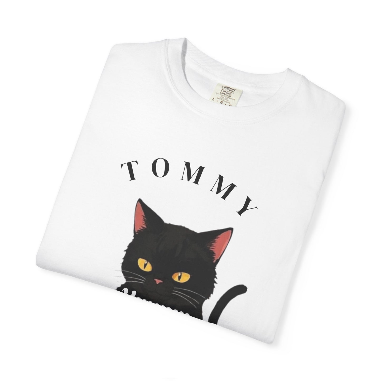 Funny Cat T-Shirt - Tommy the Cat Eats Spaghetti, Gift for Cat Lovers, Cute Pet Apparel, Relaxed Summer Tee, Cat-Themed Clothing