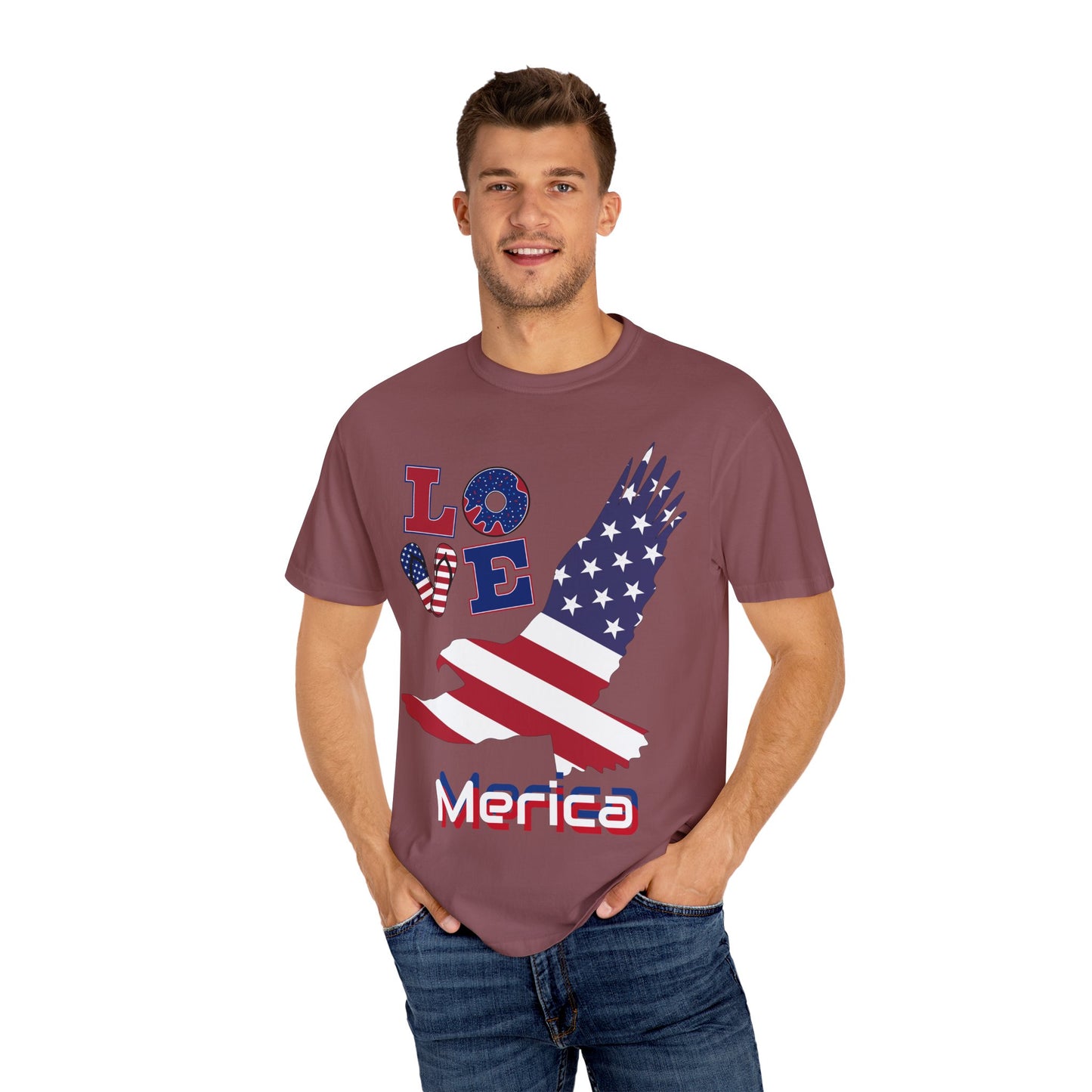 Patriotic Graphic T-Shirt, Love Merica Tee, July 4th Apparel, Unisex Independence Day Shirt, USA Pride Gift, Casual Summer Top