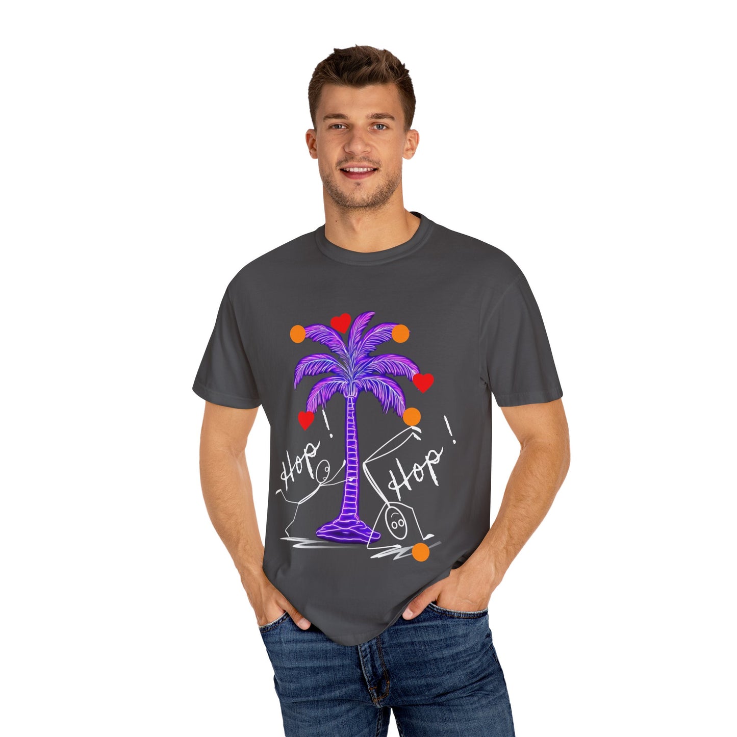 Hop! Palm T-Shirt, Summer Vibes, Beachwear, Casual Style, Gift for Friends, Travel Essential