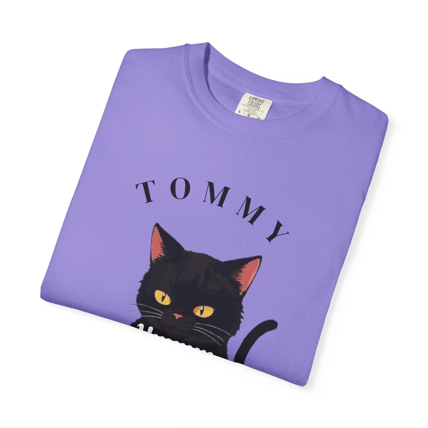 Funny Cat T-Shirt - Tommy the Cat Eats Spaghetti, Gift for Cat Lovers, Cute Pet Apparel, Relaxed Summer Tee, Cat-Themed Clothing