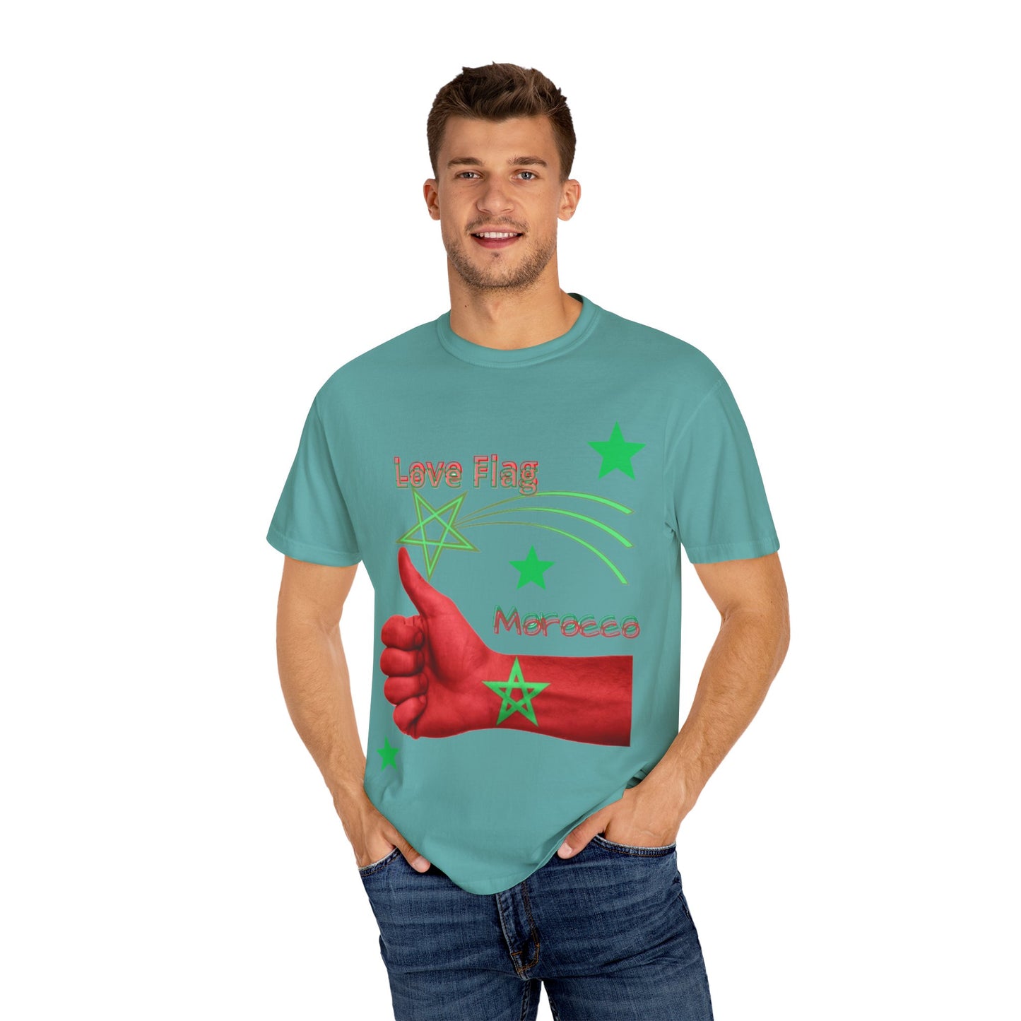 Moroccan Love Flag T-Shirt, Unisex Tee, Casual Wear, Gifts for Travelers, Unique Souvenir, Summer Fashion