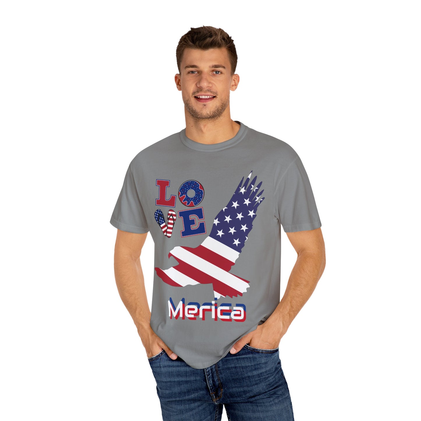Patriotic Graphic T-Shirt, Love Merica Tee, July 4th Apparel, Unisex Independence Day Shirt, USA Pride Gift, Casual Summer Top