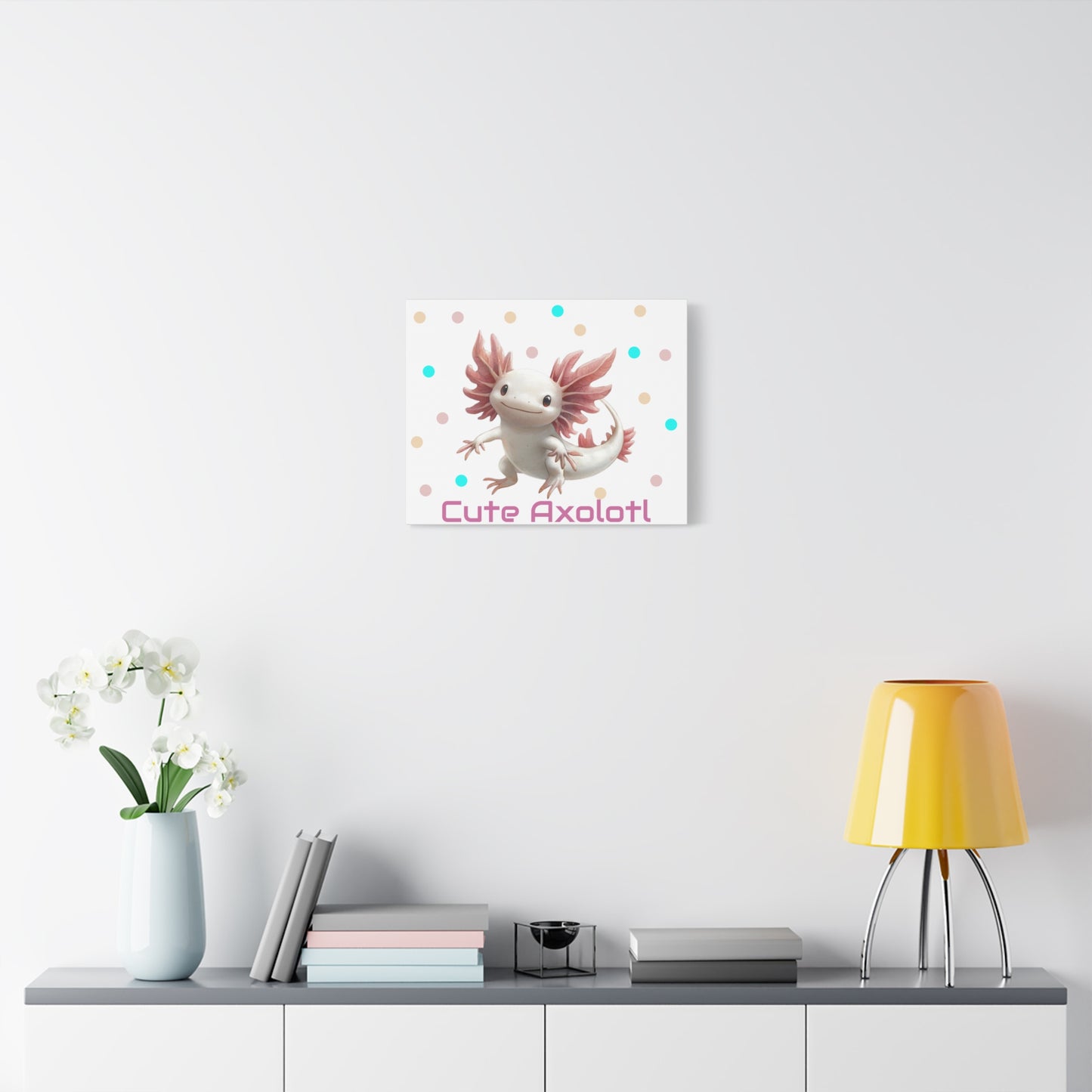 Whimsical Axolotl Canvas Art, Nursery Decor, Cute Wall Art, Kid's Room Decoration, Gift for Animal Lovers, Playful Home Accent