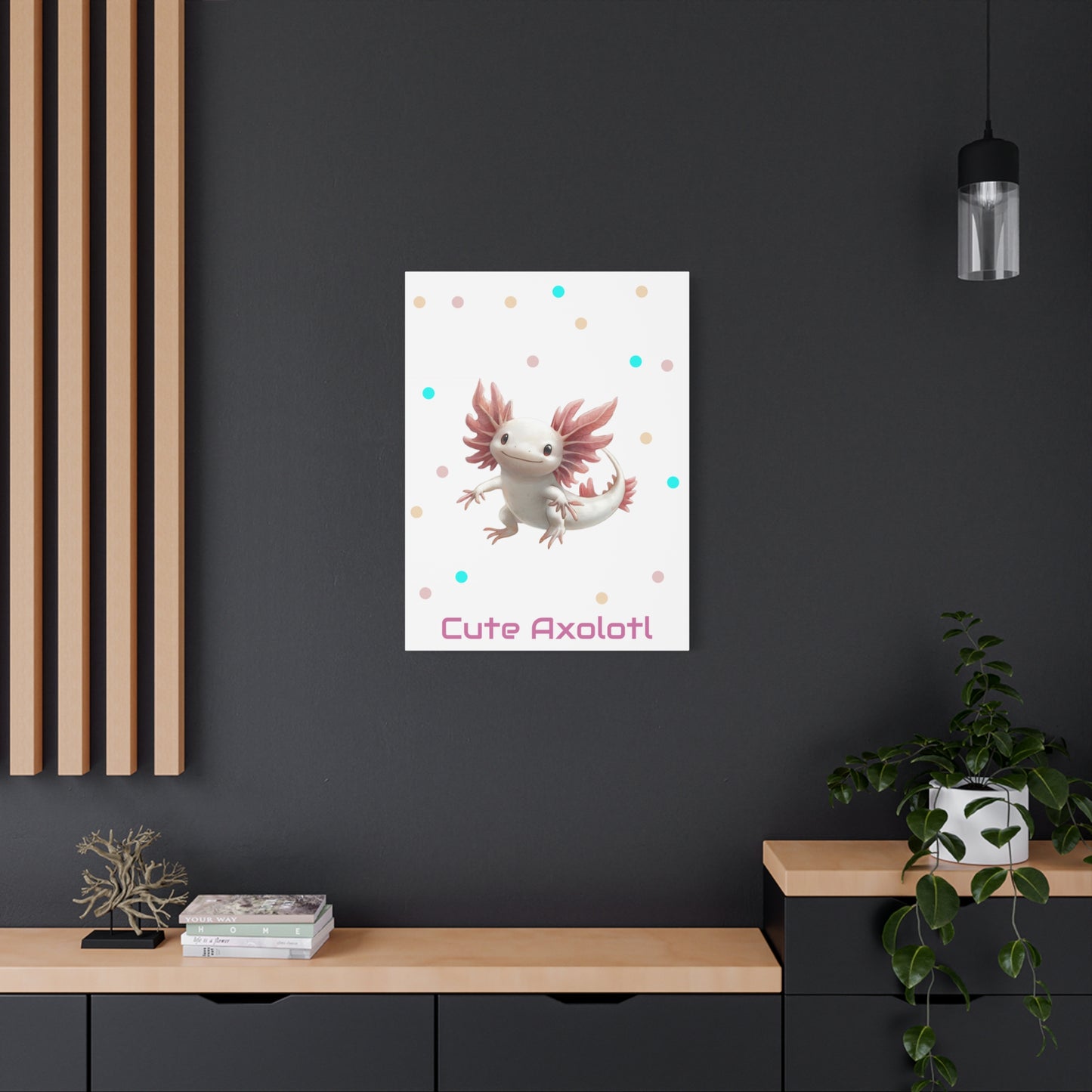 Whimsical Axolotl Canvas Art, Nursery Decor, Cute Wall Art, Kid's Room Decoration, Gift for Animal Lovers, Playful Home Accent