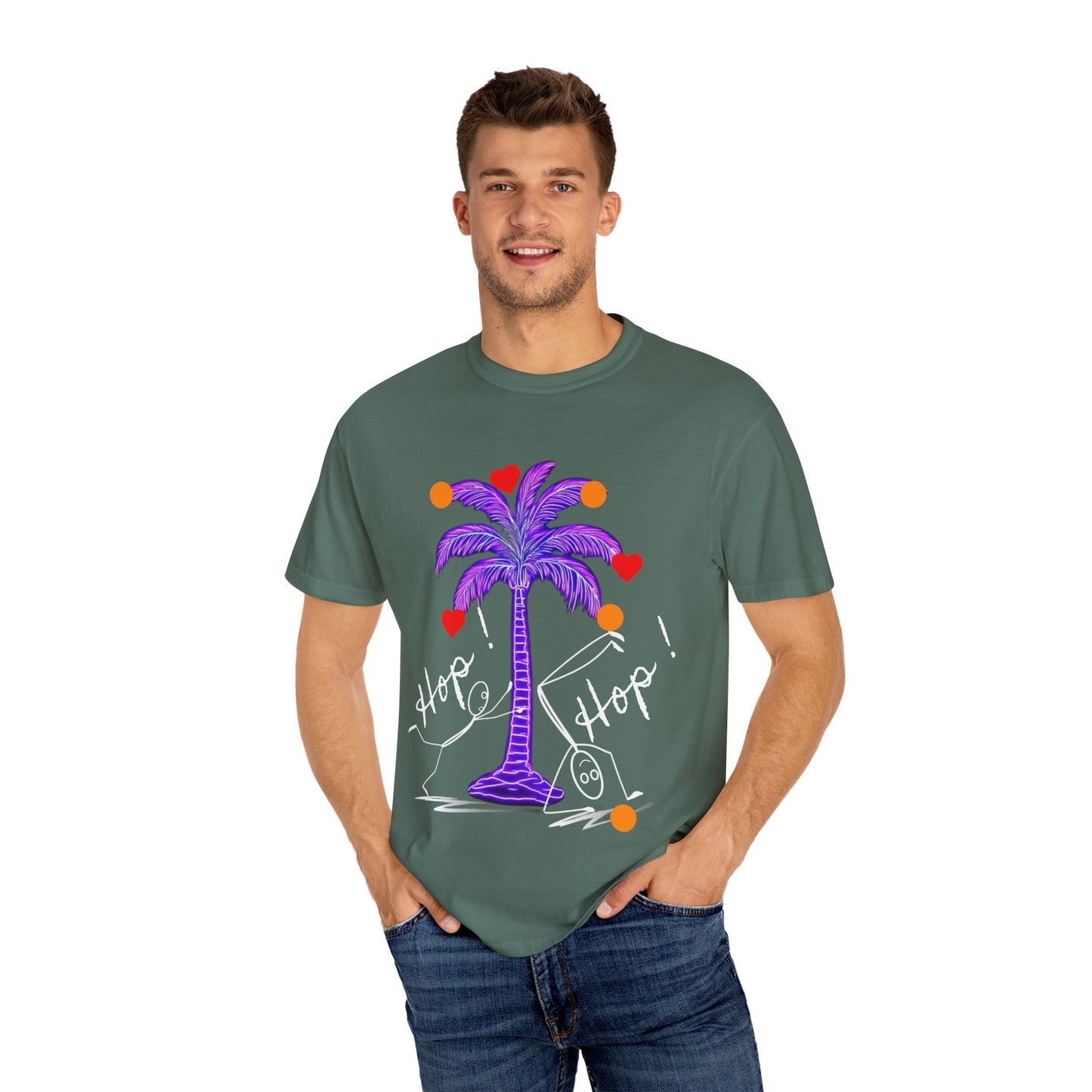 Hop! Palm T-Shirt, Summer Vibes, Beachwear, Casual Style, Gift for Friends, Travel Essential