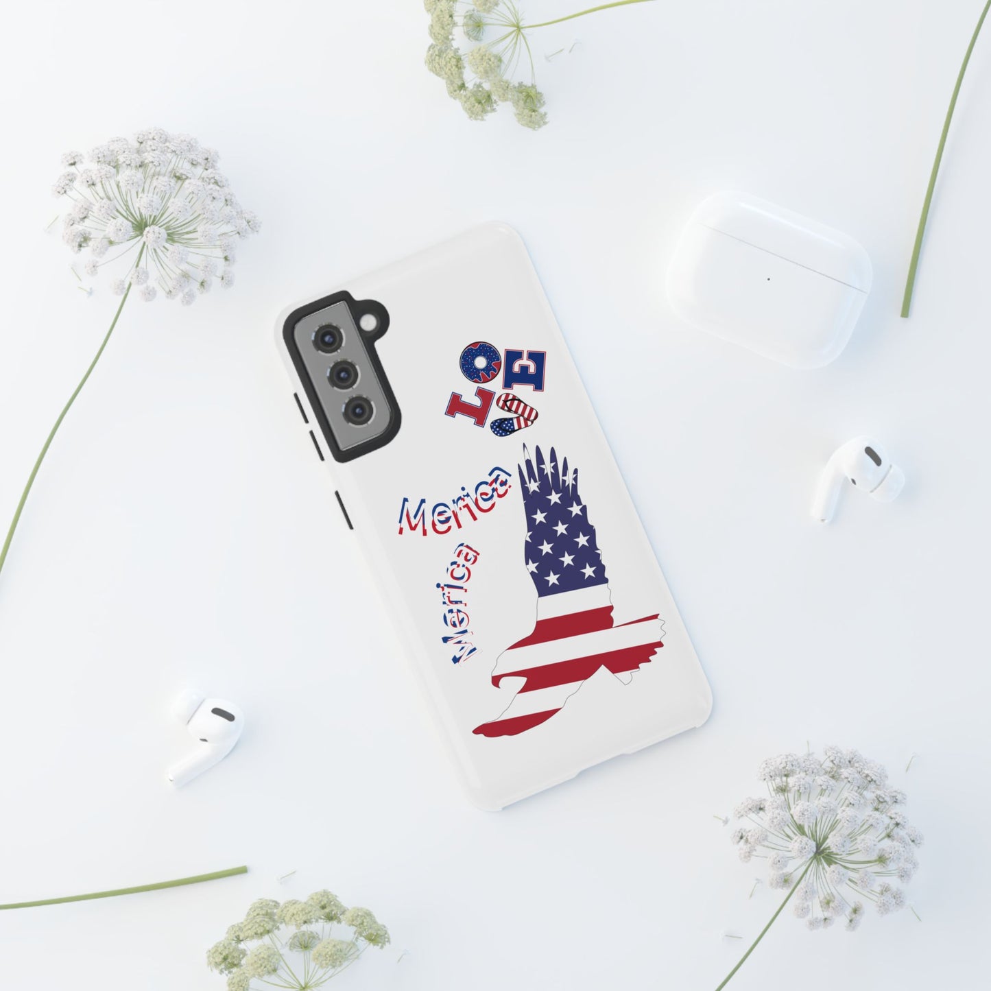Patriotic Phone Case, Love America Design, American Flag Accessory, Perfect Gift for Veterans, Independence Day, Memorial Day