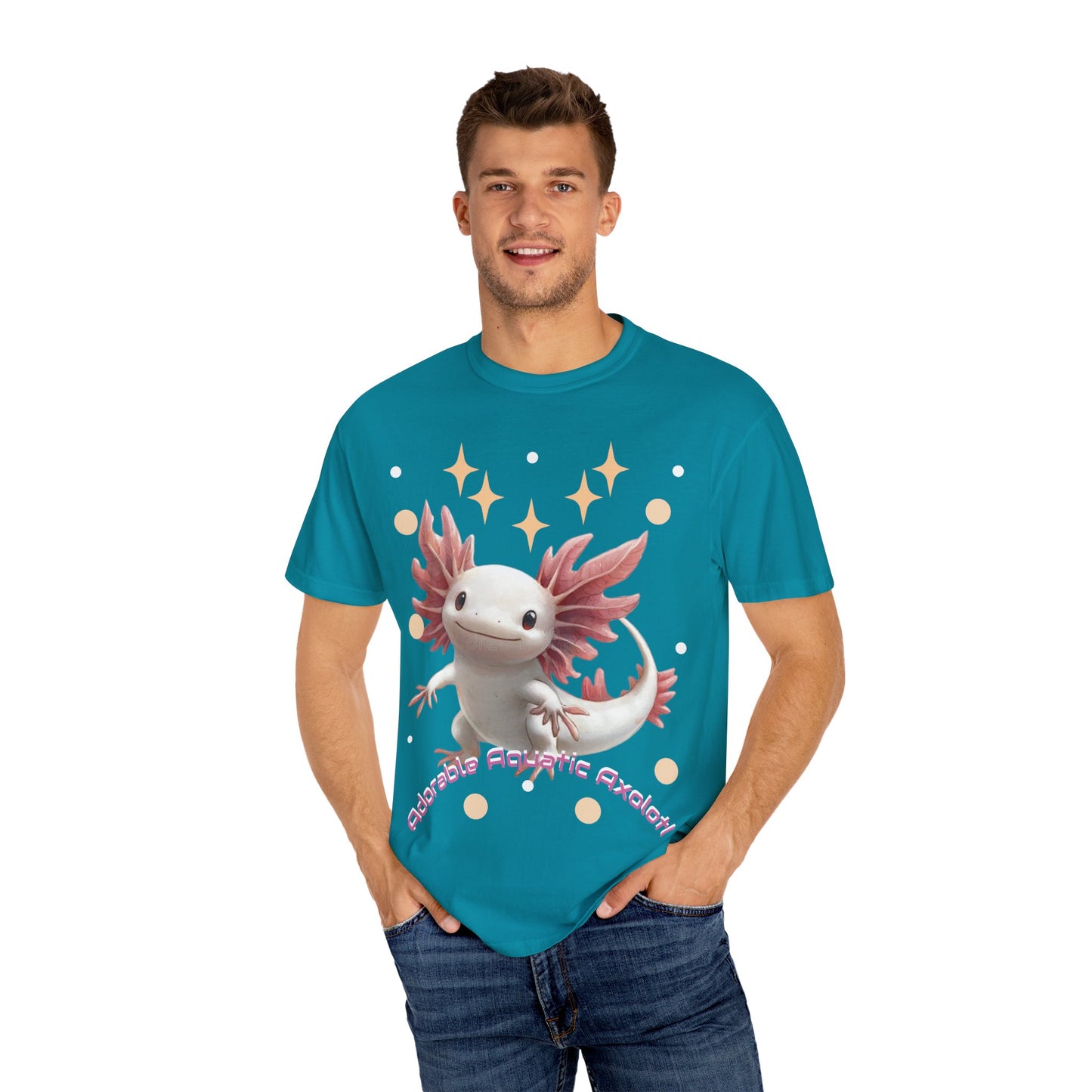 Cute Axolotl T-Shirt for Nature Lovers, Unisex Garment-Dyed Tee, Gift for Animal Enthusiasts, Casual Wear, Birthday Present