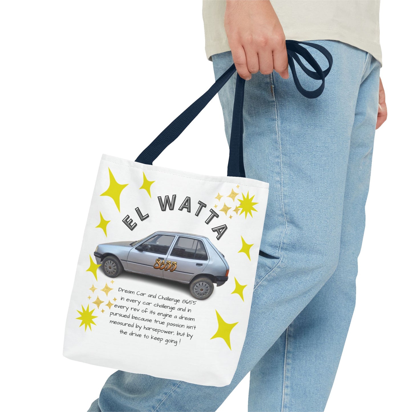 Inspirational Car Tote Bag - Dream Car Challenge, Motivational Gift, Unique Shopping Bag, Road Trip Accessory, Fun Eco-Friendly Tote