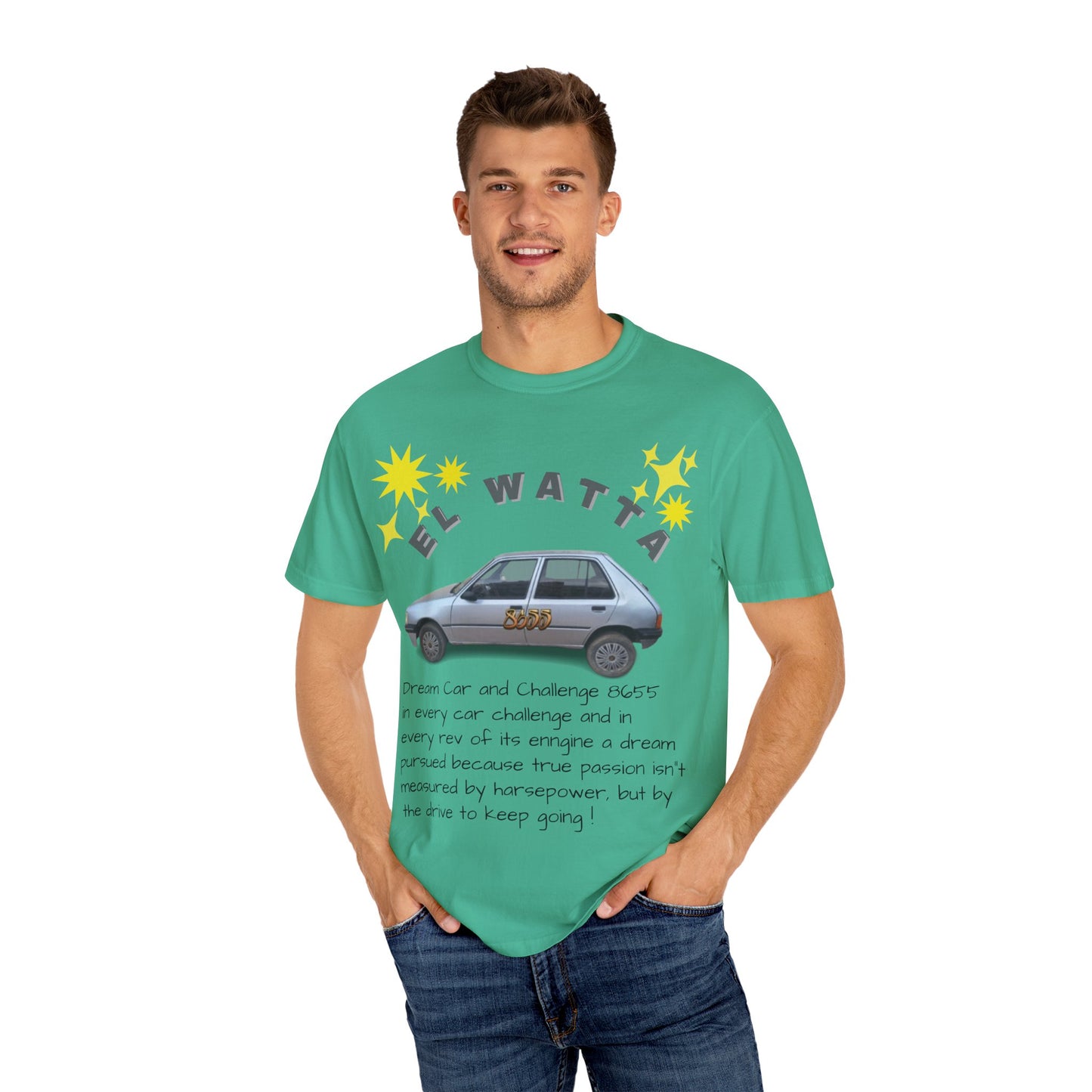El Watta Vintage Car T-shirt, Unique Design, Unisex Garment-Dyed Tee, Retro Car Lover Gift, Funny Auto Apparel, Unique Gift for Him or Her