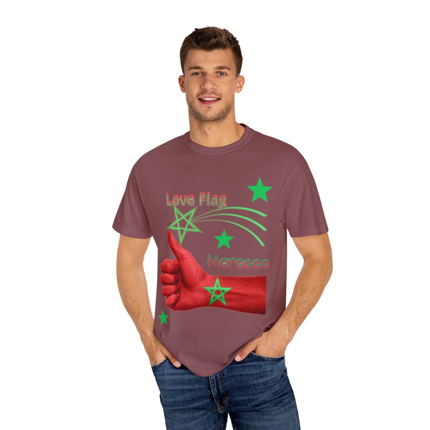Moroccan Love Flag T-Shirt, Unisex Tee, Casual Wear, Gifts for Travelers, Unique Souvenir, Summer Fashion