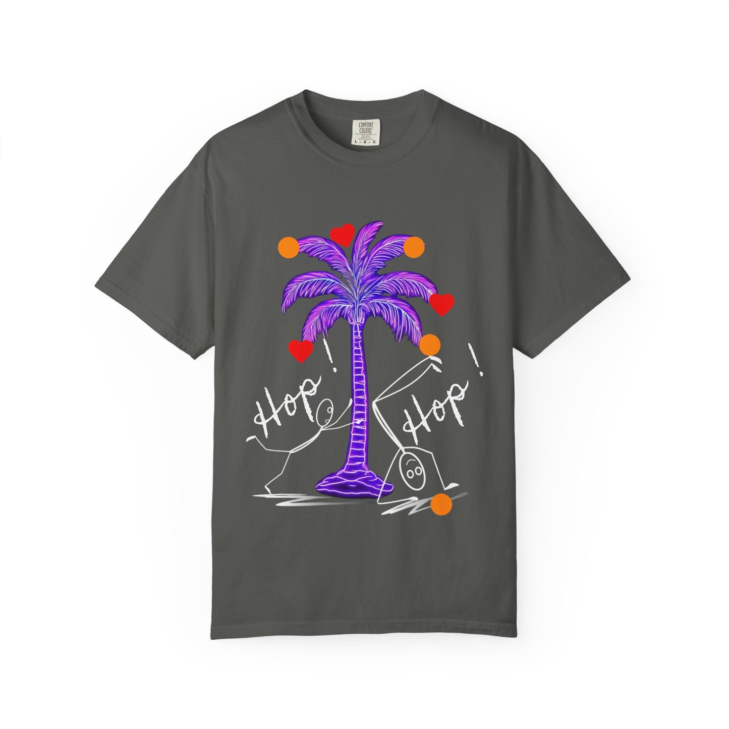 Hop! Palm T-Shirt, Summer Vibes, Beachwear, Casual Style, Gift for Friends, Travel Essential