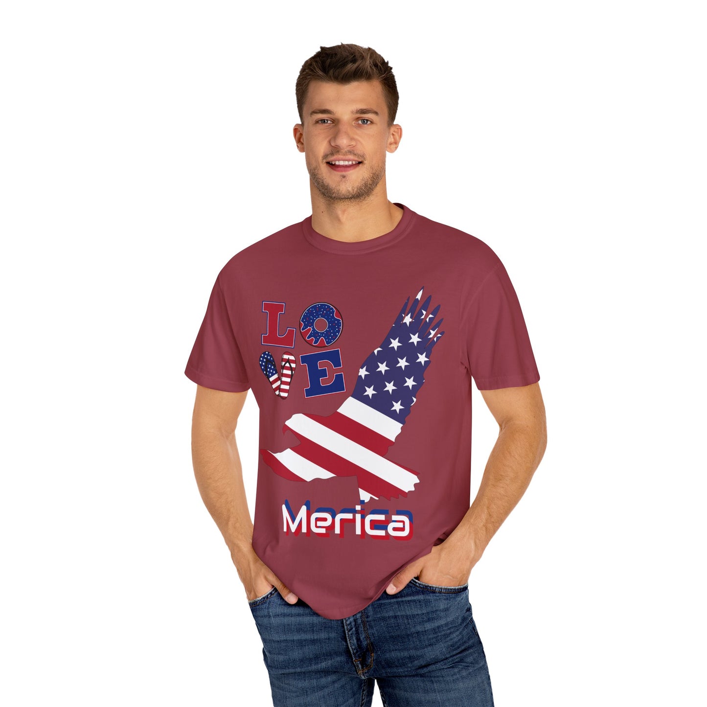 Patriotic Graphic T-Shirt, Love Merica Tee, July 4th Apparel, Unisex Independence Day Shirt, USA Pride Gift, Casual Summer Top