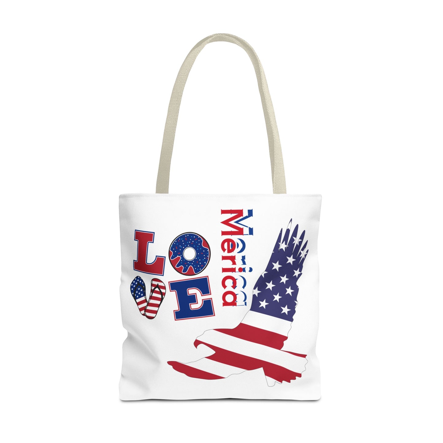 Patriotic Eagle Tote Bag - USA Flag Design, Reusable Shopping Bag, Beach Bag, Gift for Independence Day, Eco-Friendly Carryall