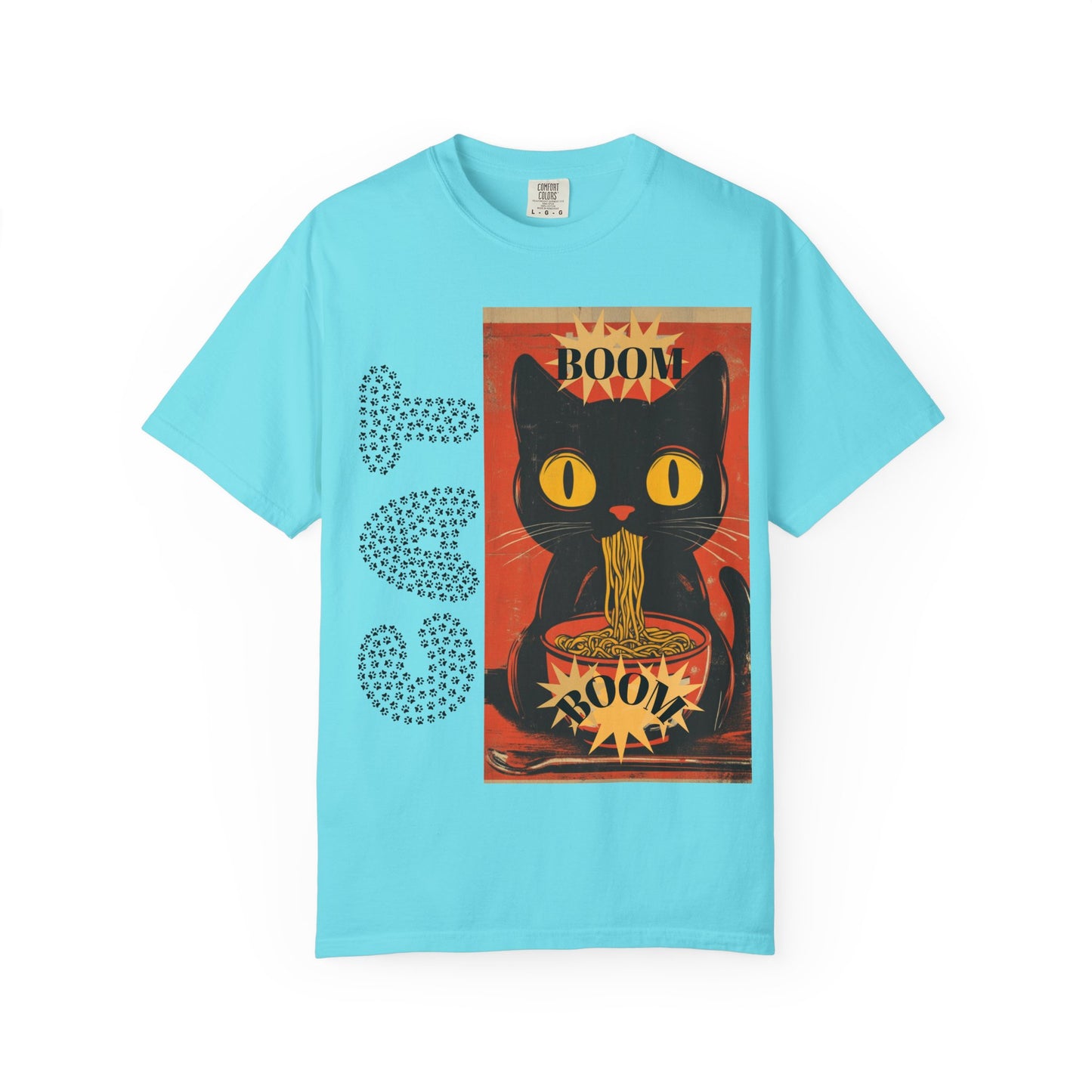 Noodle Cat Graphic Tee, Cute Cat T-Shirt, Animal Lover Gift, Foodie Apparel, Funny Gift for Her, Relaxed Fit Unisex Shirt