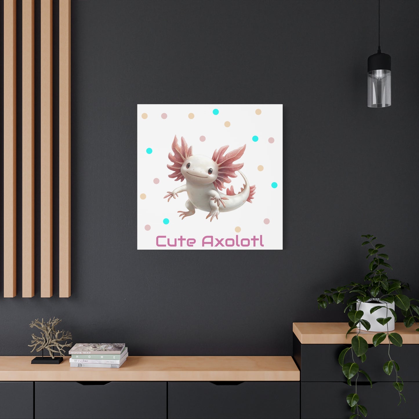 Whimsical Axolotl Canvas Art, Nursery Decor, Cute Wall Art, Kid's Room Decoration, Gift for Animal Lovers, Playful Home Accent