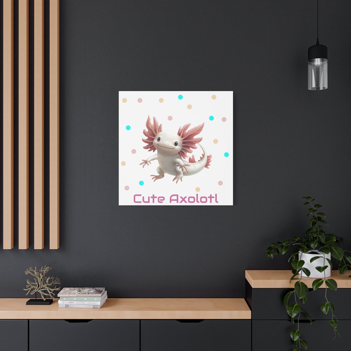 Whimsical Axolotl Canvas Art, Nursery Decor, Cute Wall Art, Kid's Room Decoration, Gift for Animal Lovers, Playful Home Accent