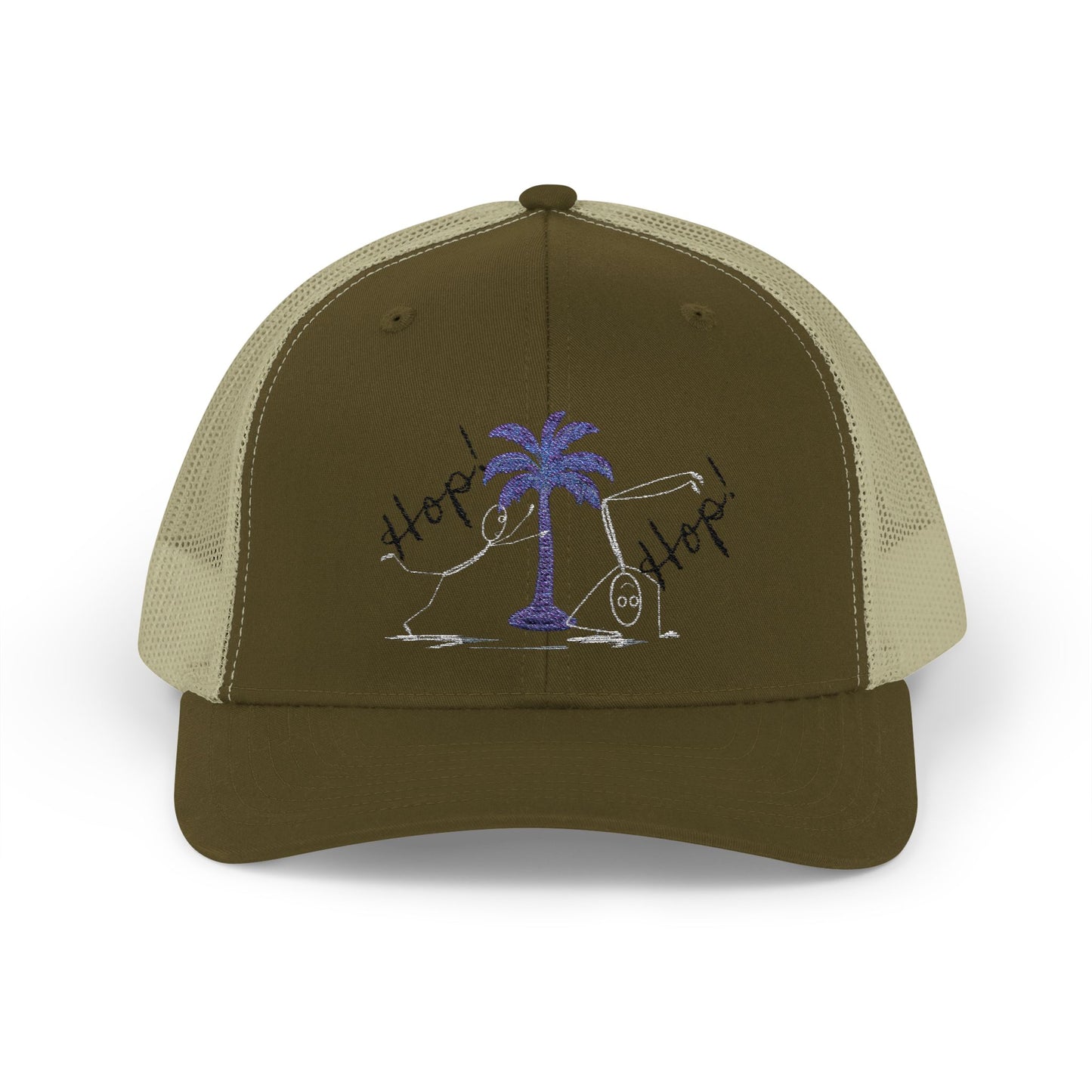 Vibrant Palm Tree Trucker Cap, Summer Hat, Casual Cap, Beach Accessory, Gift for Trendy Friends, Outdoor Gear