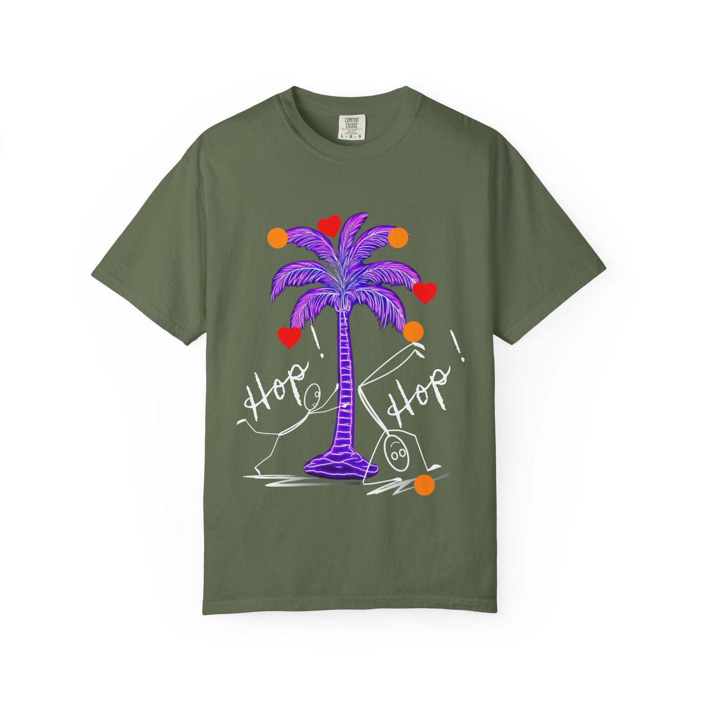 Hop! Palm T-Shirt, Summer Vibes, Beachwear, Casual Style, Gift for Friends, Travel Essential