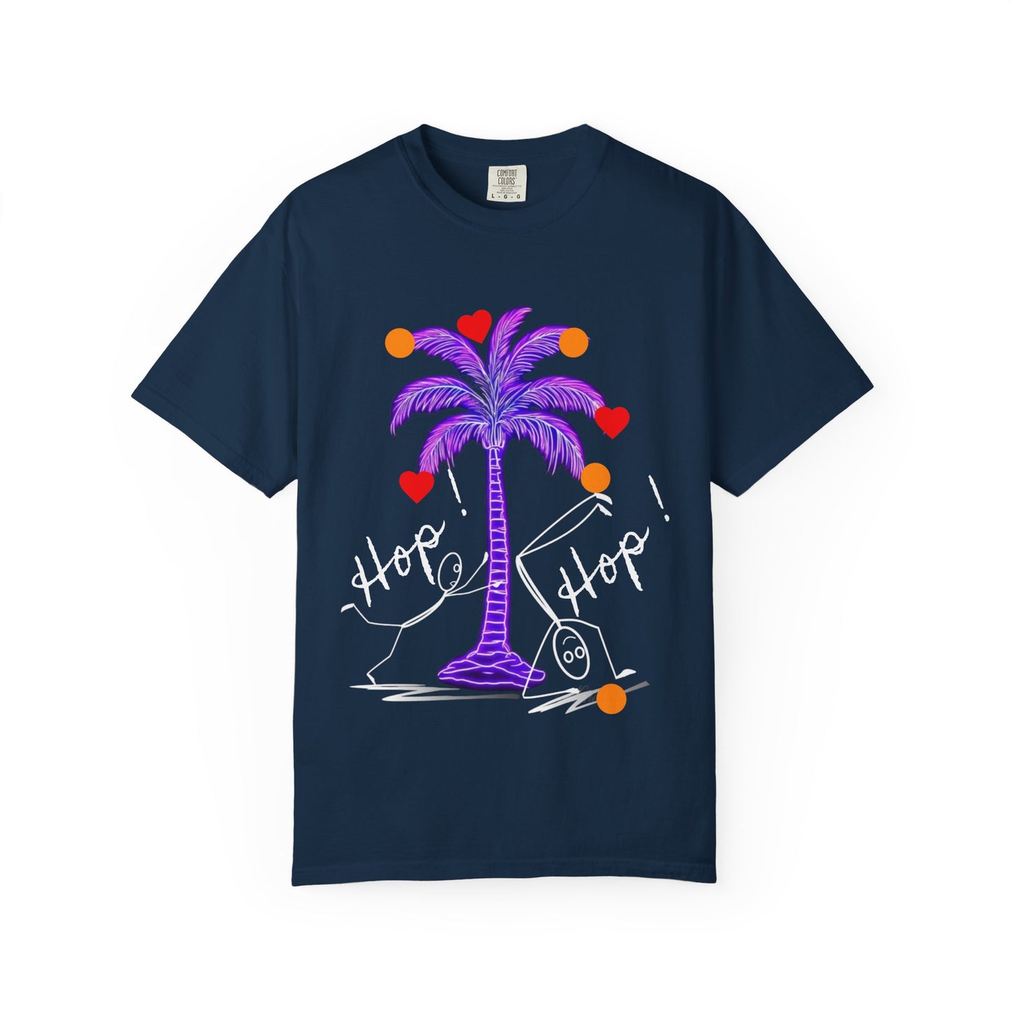 Hop! Palm T-Shirt, Summer Vibes, Beachwear, Casual Style, Gift for Friends, Travel Essential