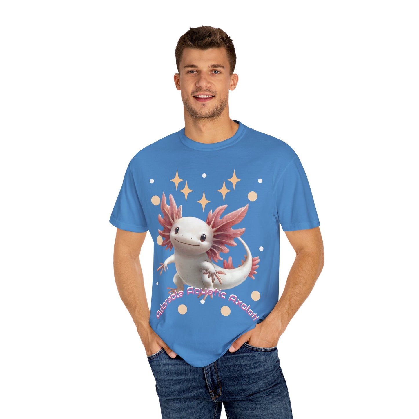 Cute Axolotl T-Shirt for Nature Lovers, Unisex Garment-Dyed Tee, Gift for Animal Enthusiasts, Casual Wear, Birthday Present