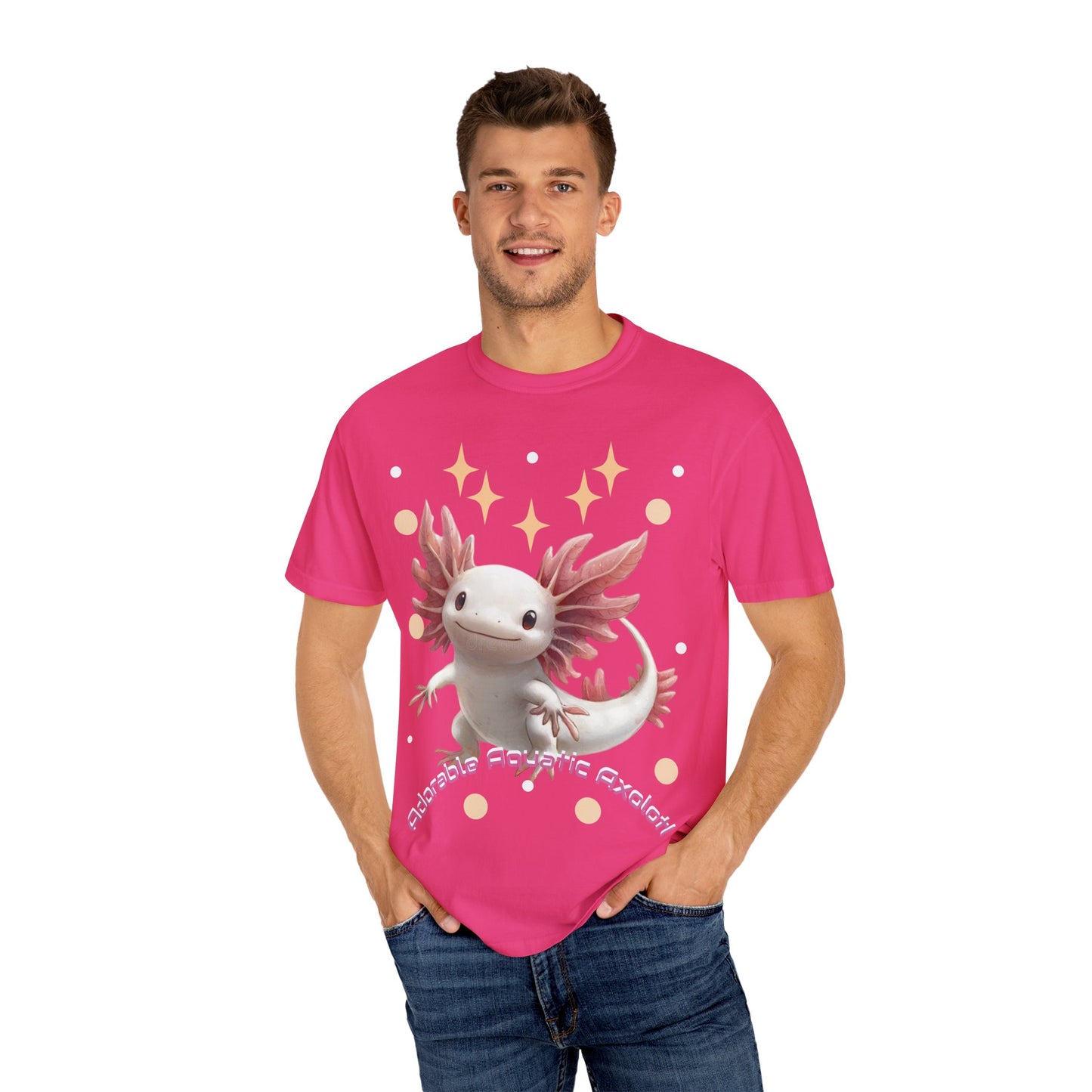 Cute Axolotl T-Shirt for Nature Lovers, Unisex Garment-Dyed Tee, Gift for Animal Enthusiasts, Casual Wear, Birthday Present
