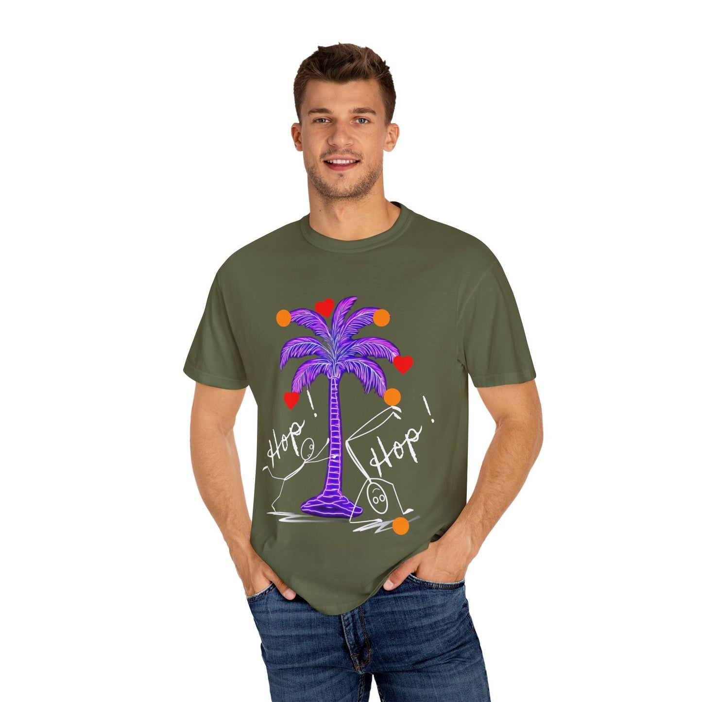Hop! Palm T-Shirt, Summer Vibes, Beachwear, Casual Style, Gift for Friends, Travel Essential