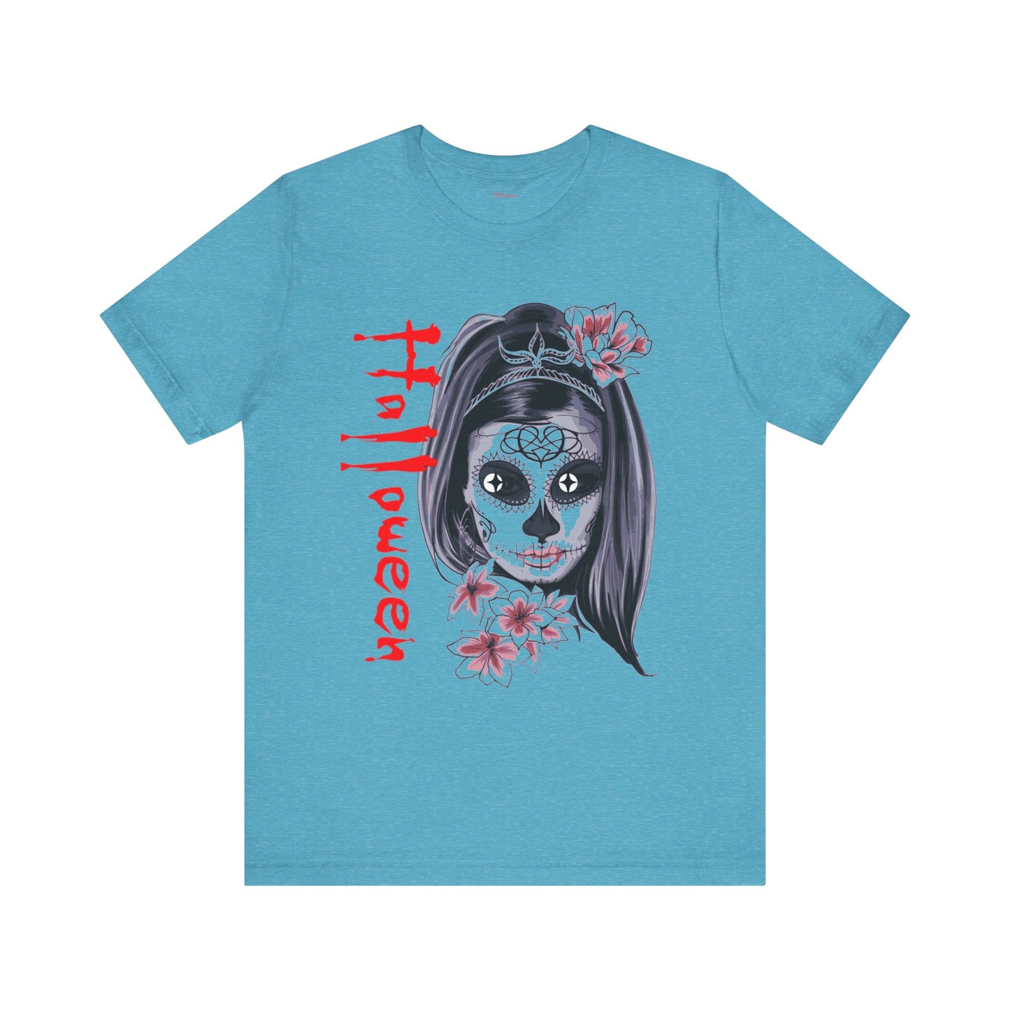 Halloween T-Shirt – Día de los Muertos Skull Shirt | Spooky October 31 Holiday Tee USA, Halloween Sugar Skull Tee, Unisex , Spooky Graphic Tee, Festival Wear