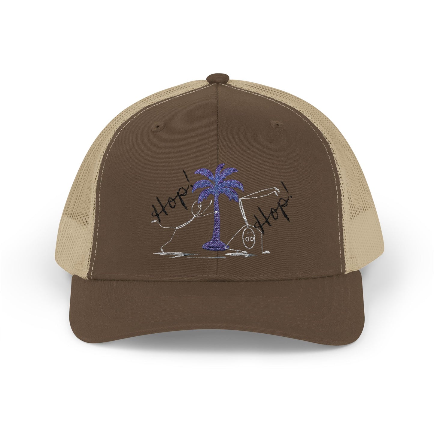 Vibrant Palm Tree Trucker Cap, Summer Hat, Casual Cap, Beach Accessory, Gift for Trendy Friends, Outdoor Gear