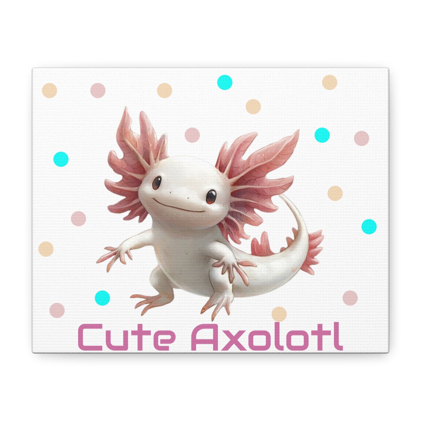 Whimsical Axolotl Canvas Art, Nursery Decor, Cute Wall Art, Kid's Room Decoration, Gift for Animal Lovers, Playful Home Accent