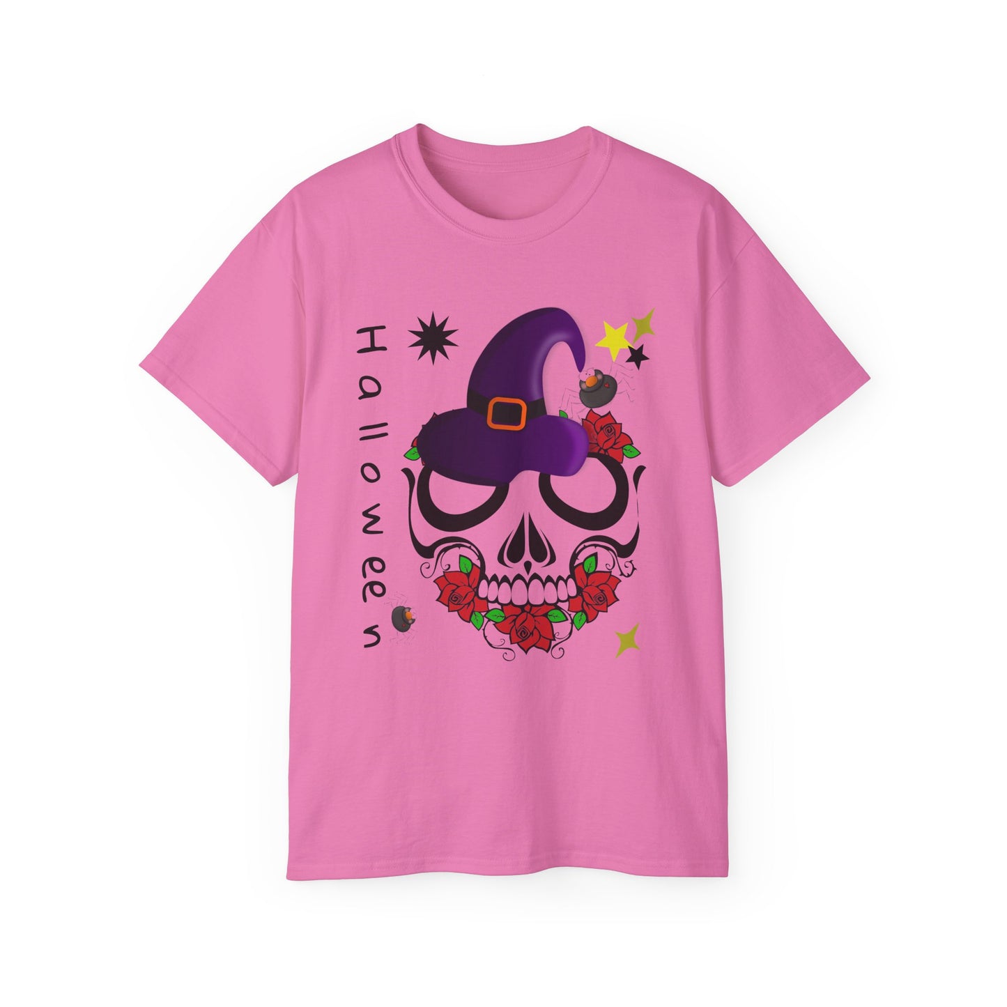 Skull & Rose Halloween T-Shirt – Spooky Friday October 31, 2025 Tee | USA Gothic Horror Style Rose Graphic Tee, Floral Skull T-Shirt, Gift for Halloween, Festival Apparel