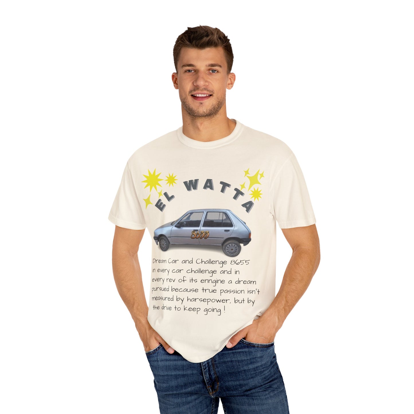El Watta Vintage Car T-shirt, Unique Design, Unisex Garment-Dyed Tee, Retro Car Lover Gift, Funny Auto Apparel, Unique Gift for Him or Her