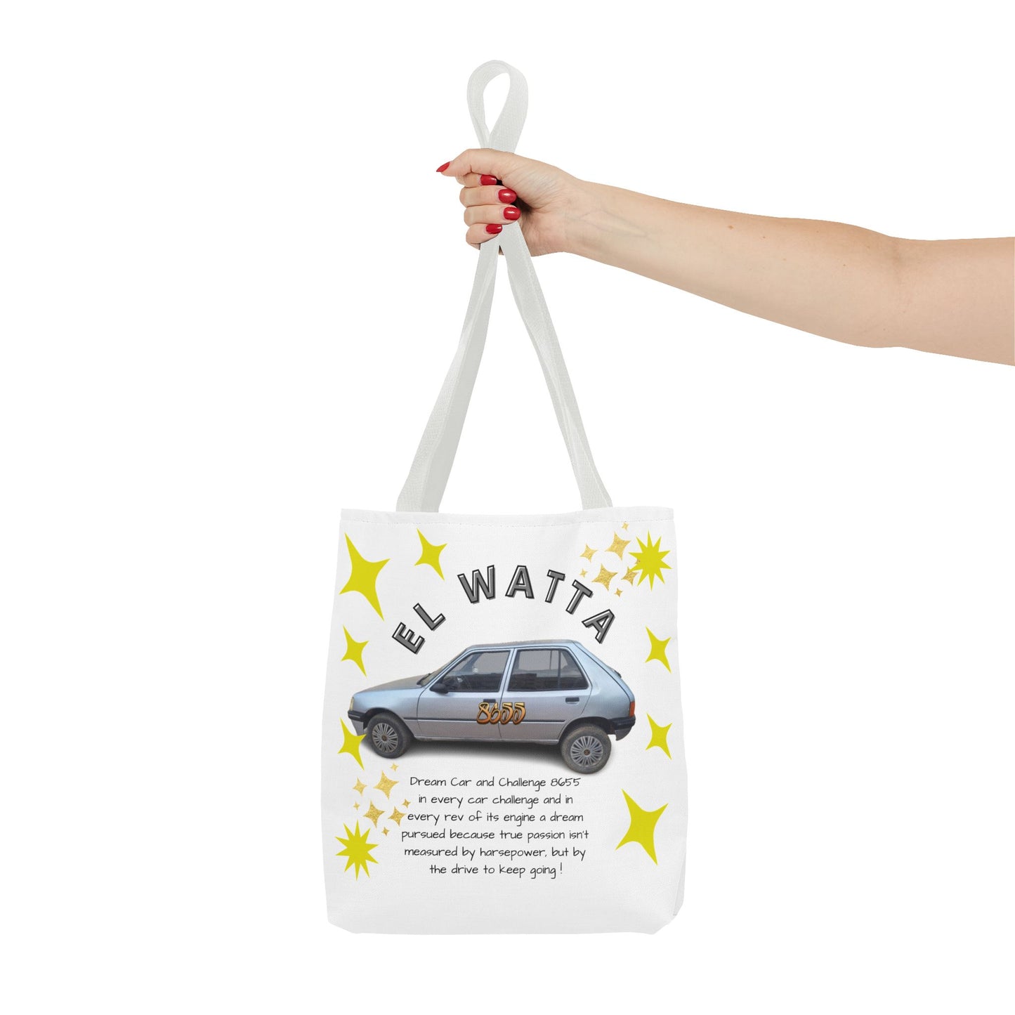 Inspirational Car Tote Bag - Dream Car Challenge, Motivational Gift, Unique Shopping Bag, Road Trip Accessory, Fun Eco-Friendly Tote