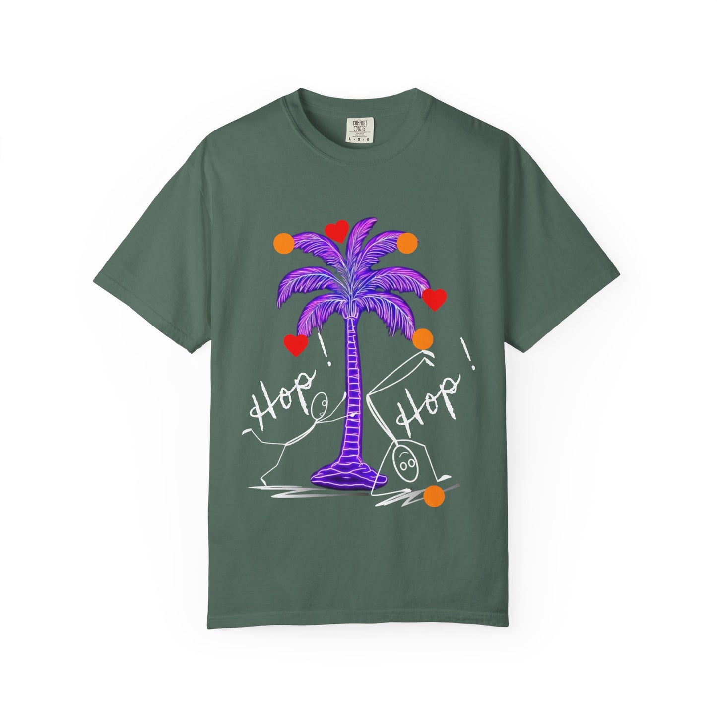 Hop! Palm T-Shirt, Summer Vibes, Beachwear, Casual Style, Gift for Friends, Travel Essential