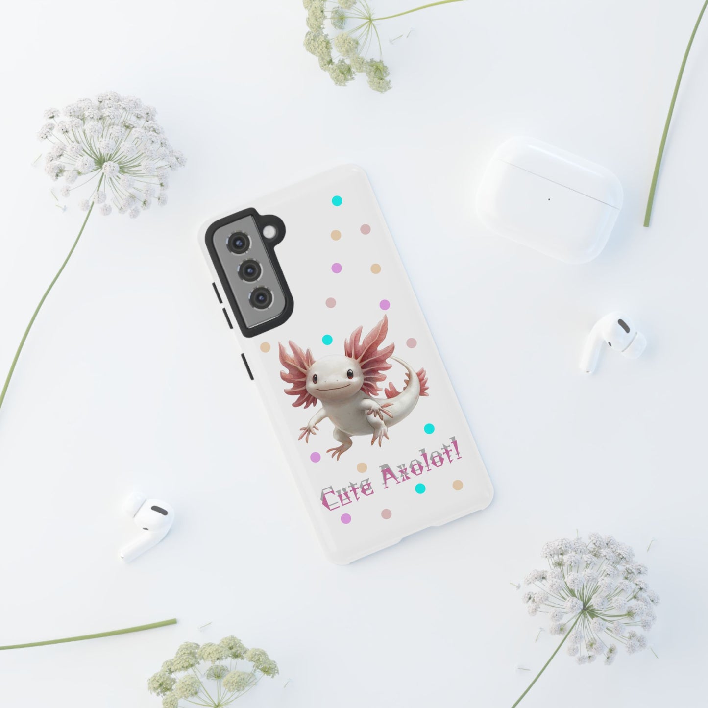 Cute Axolotl Phone Case, Kawaii Phone Cover, Gifts for Kids, Animal Lover Accessories, Cute Axolotl Design