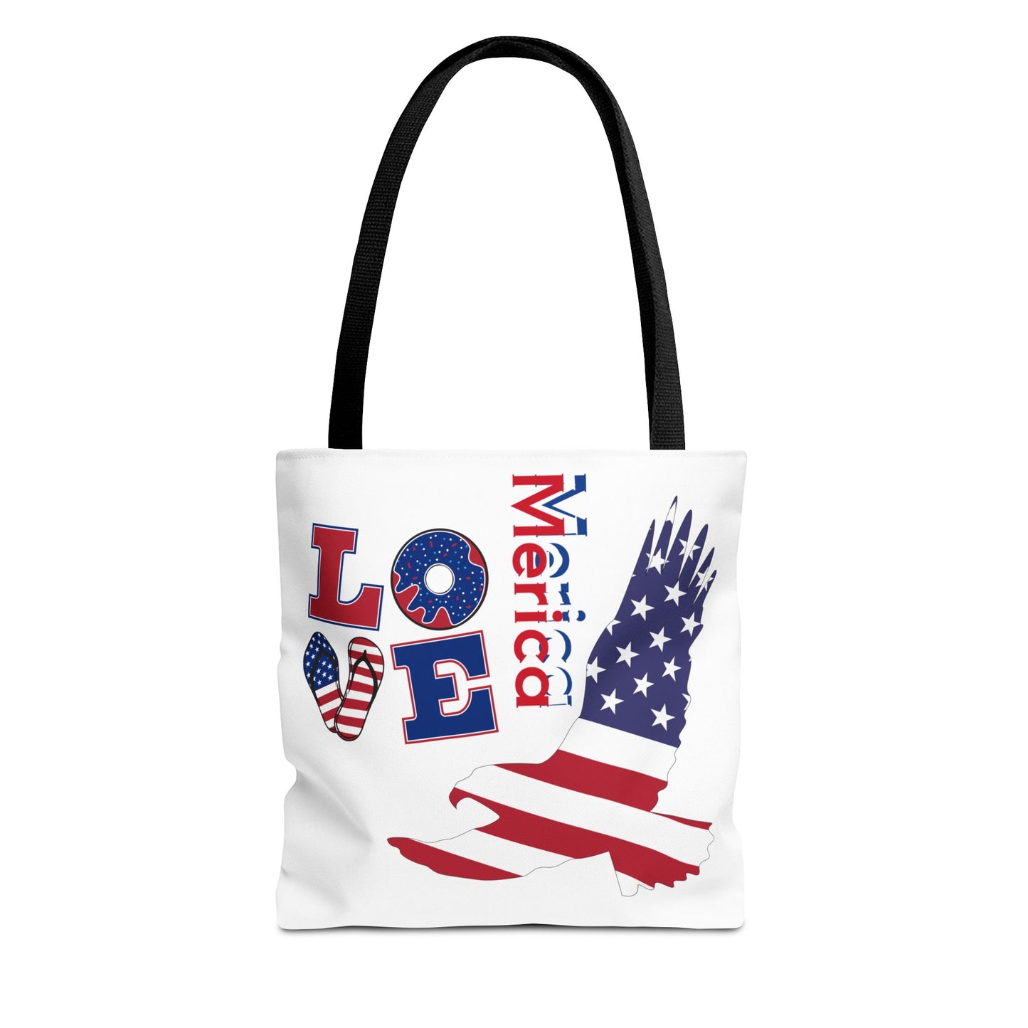 Patriotic Eagle Tote Bag - USA Flag Design, Reusable Shopping Bag, Beach Bag, Gift for Independence Day, Eco-Friendly Carryall