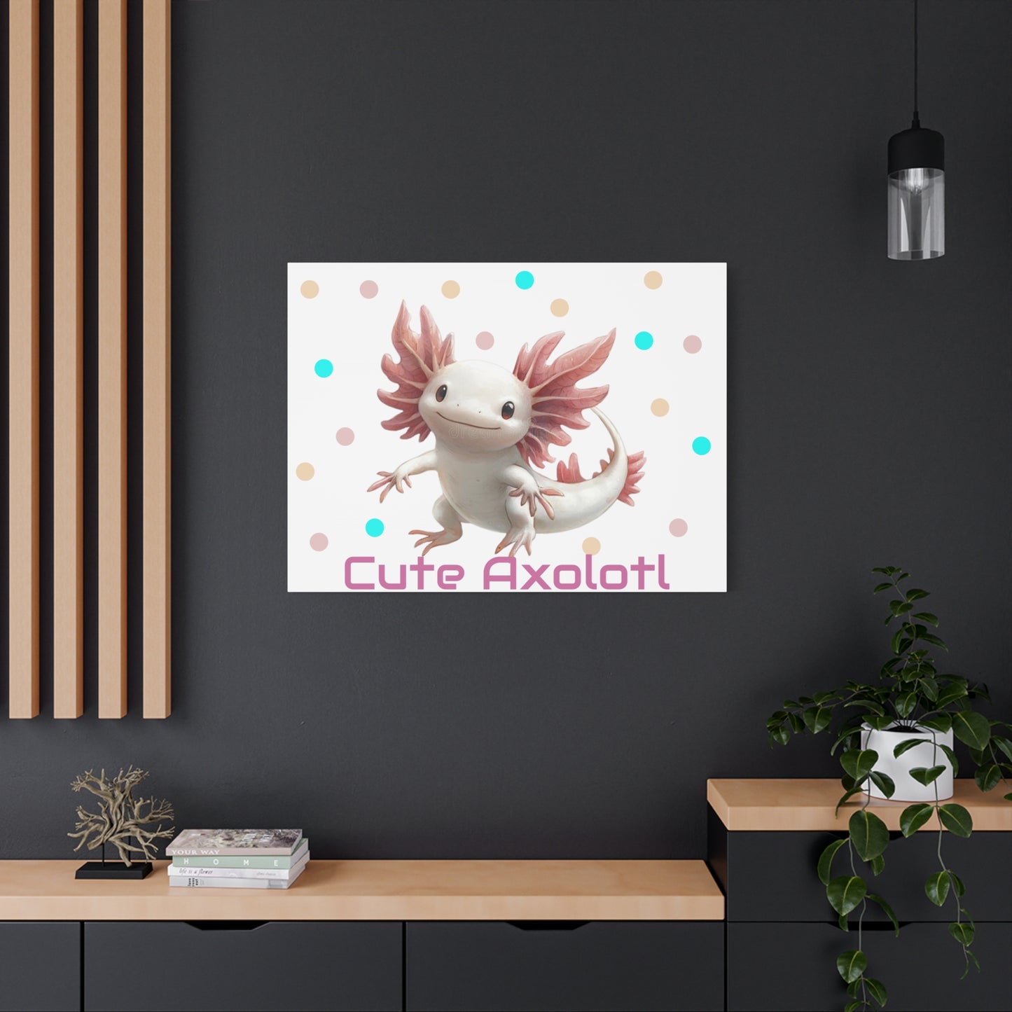 Whimsical Axolotl Canvas Art, Nursery Decor, Cute Wall Art, Kid's Room Decoration, Gift for Animal Lovers, Playful Home Accent