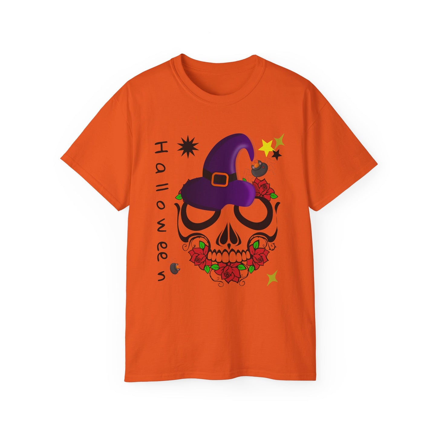 Skull & Rose Halloween T-Shirt – Spooky Friday October 31, 2025 Tee | USA Gothic Horror Style Rose Graphic Tee, Floral Skull T-Shirt, Gift for Halloween, Festival Apparel