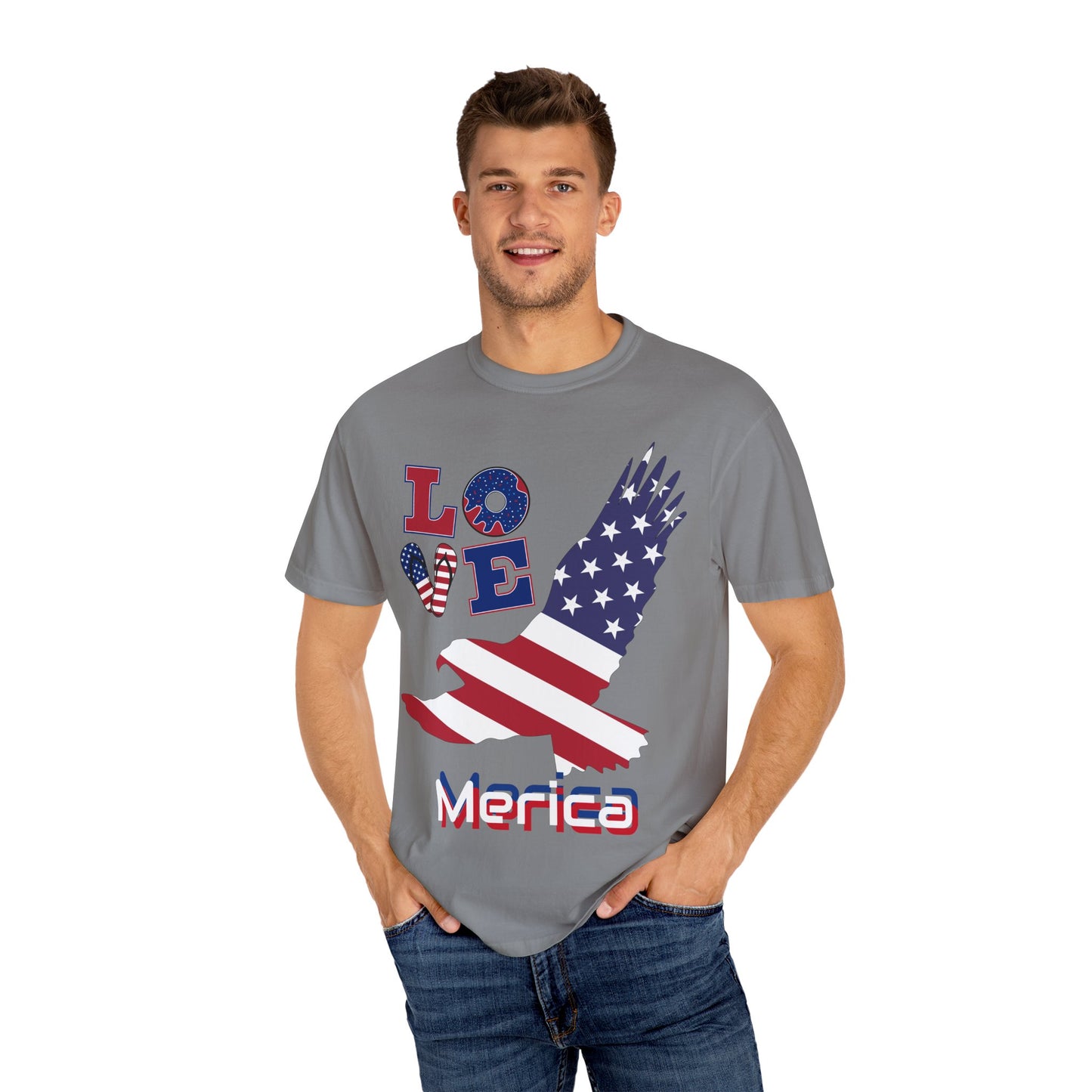 Patriotic Graphic T-Shirt, Love Merica Tee, July 4th Apparel, Unisex Independence Day Shirt, USA Pride Gift, Casual Summer Top
