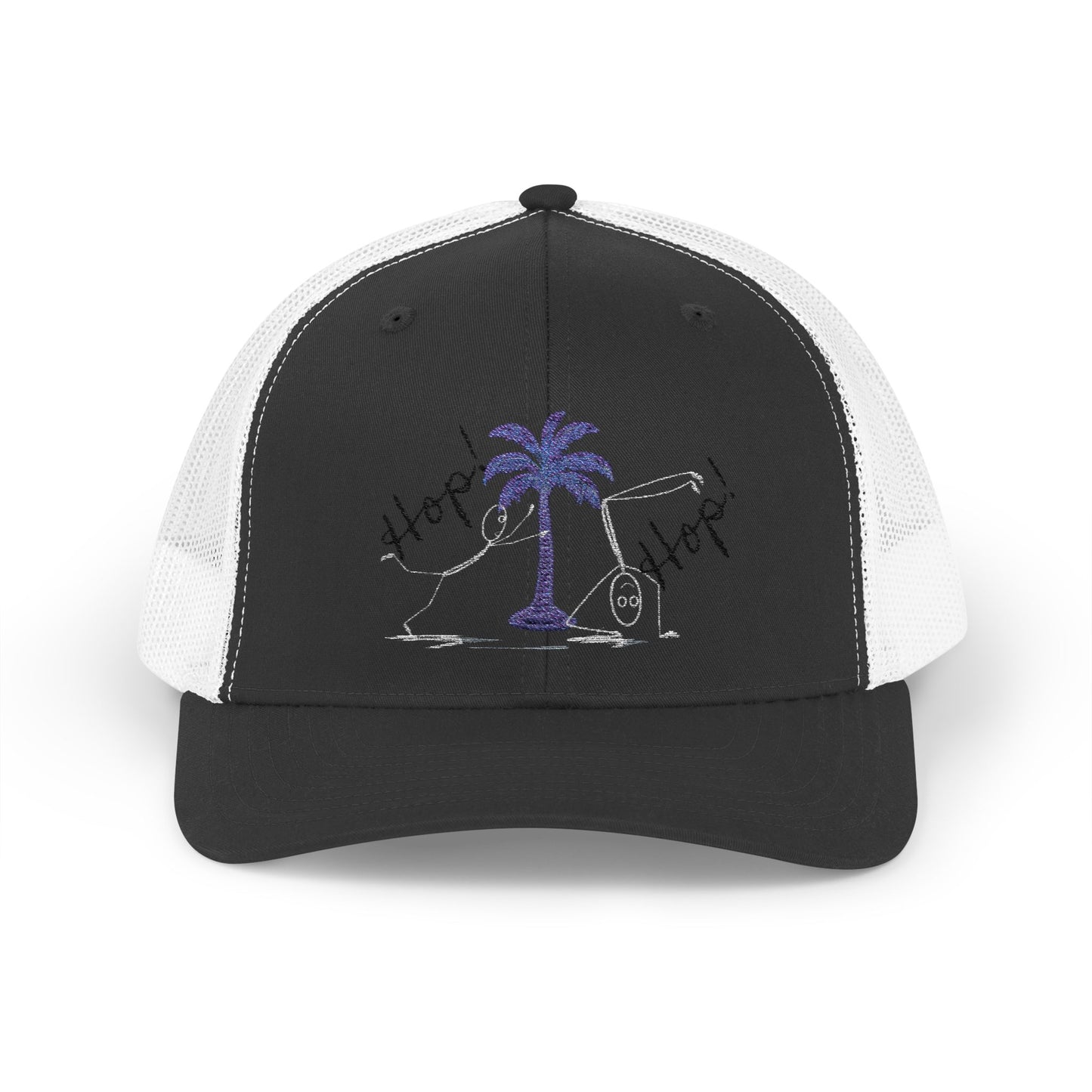 Vibrant Palm Tree Trucker Cap, Summer Hat, Casual Cap, Beach Accessory, Gift for Trendy Friends, Outdoor Gear