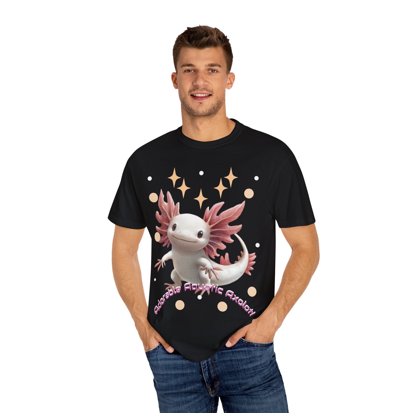 Cute Axolotl T-Shirt for Nature Lovers, Unisex Garment-Dyed Tee, Gift for Animal Enthusiasts, Casual Wear, Birthday Present