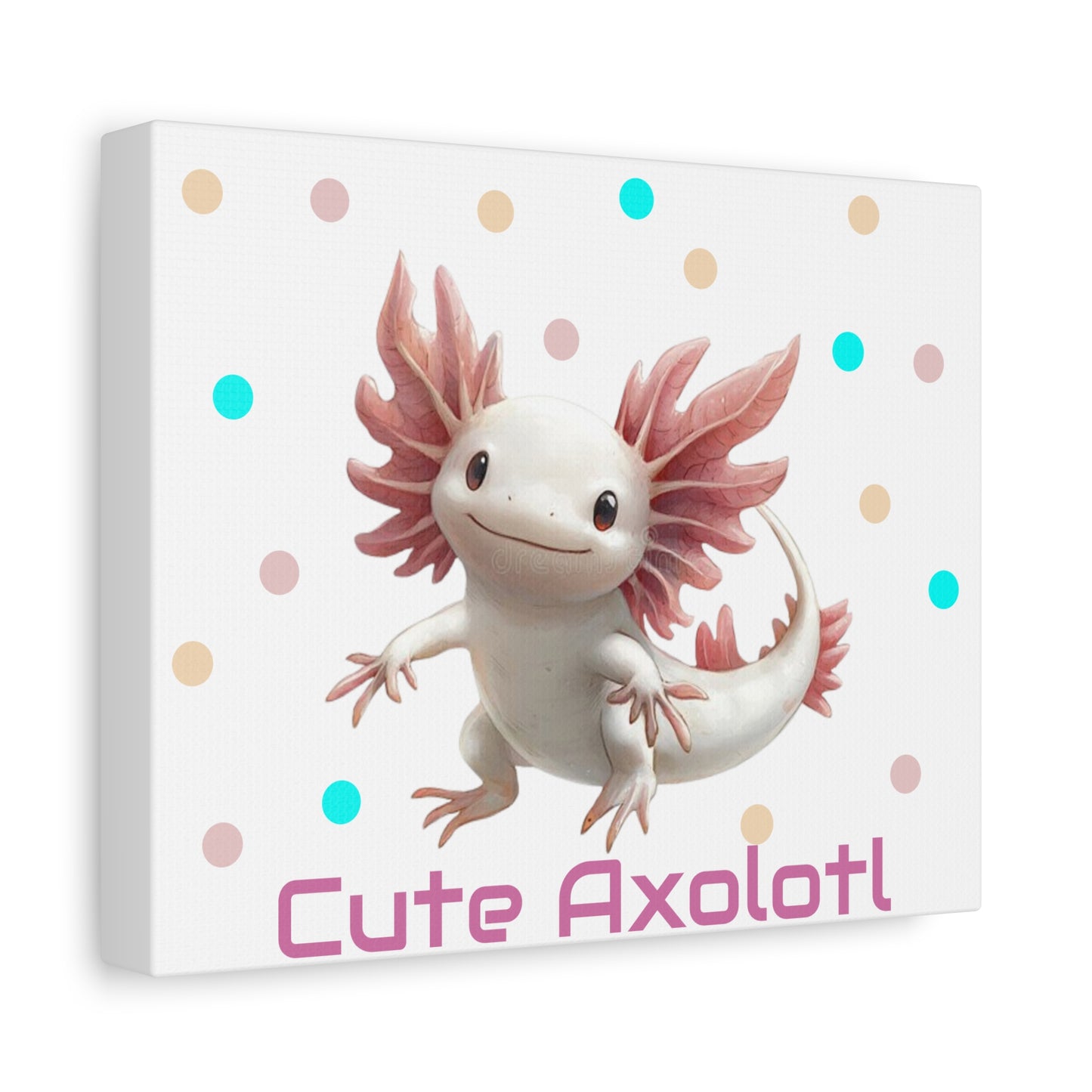 Whimsical Axolotl Canvas Art, Nursery Decor, Cute Wall Art, Kid's Room Decoration, Gift for Animal Lovers, Playful Home Accent