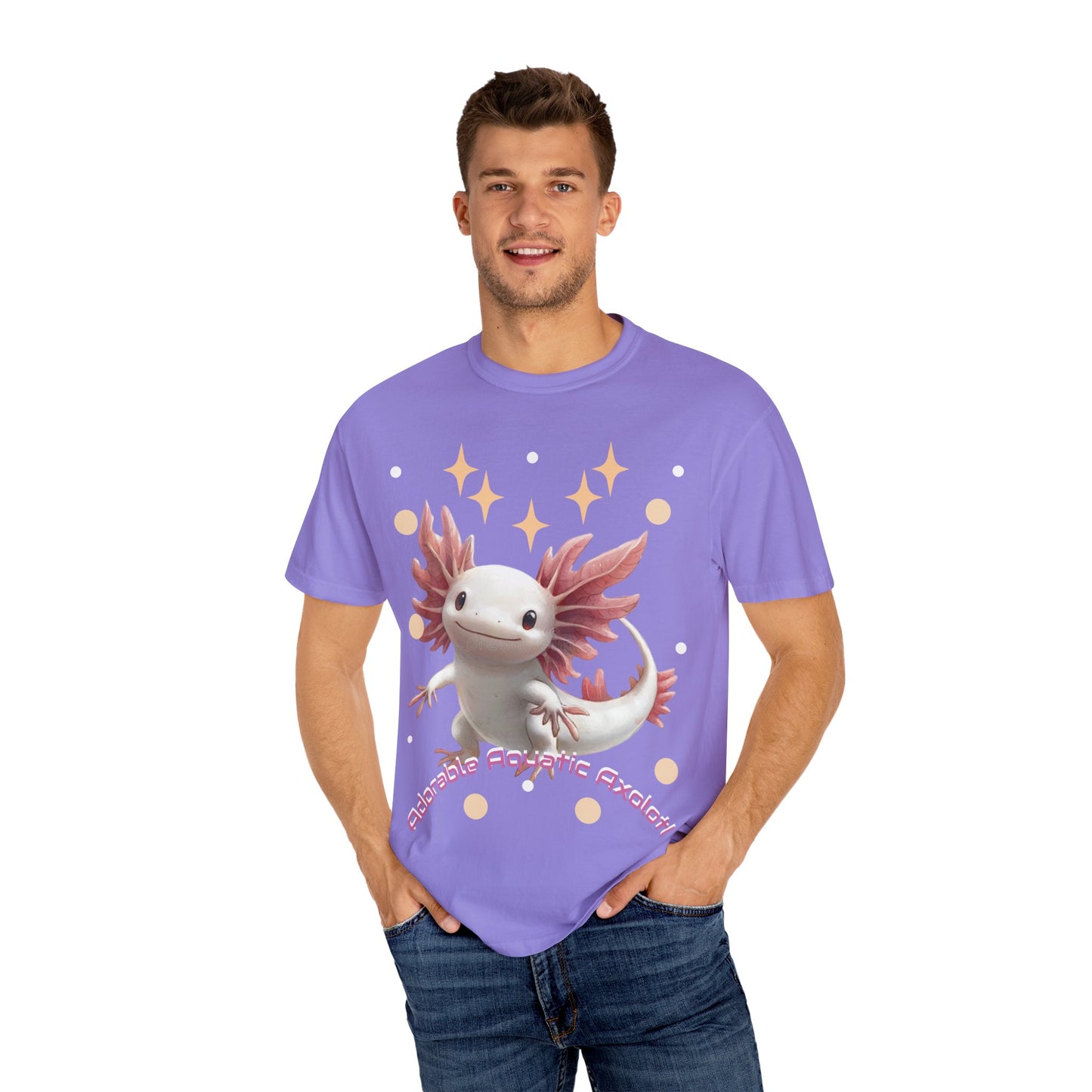 Cute Axolotl T-Shirt for Nature Lovers, Unisex Garment-Dyed Tee, Gift for Animal Enthusiasts, Casual Wear, Birthday Present