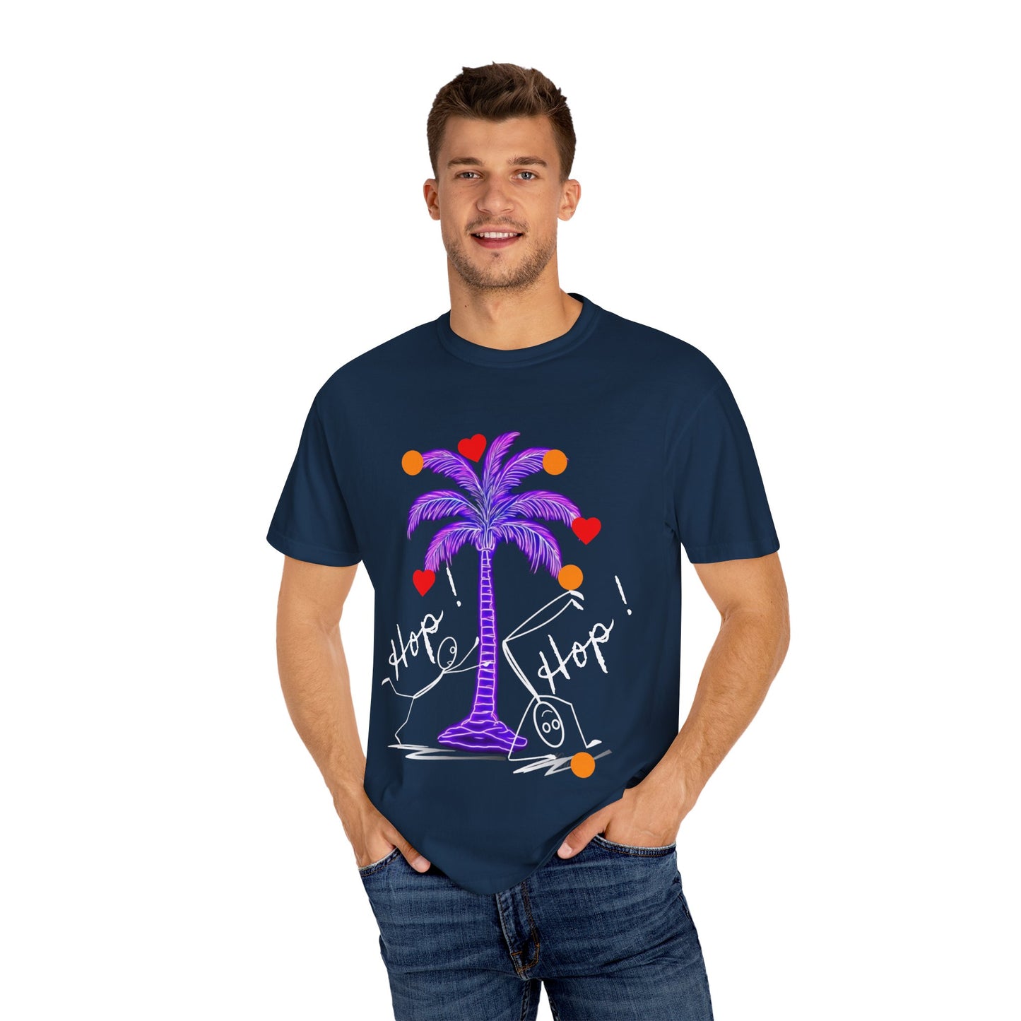 Hop! Palm T-Shirt, Summer Vibes, Beachwear, Casual Style, Gift for Friends, Travel Essential