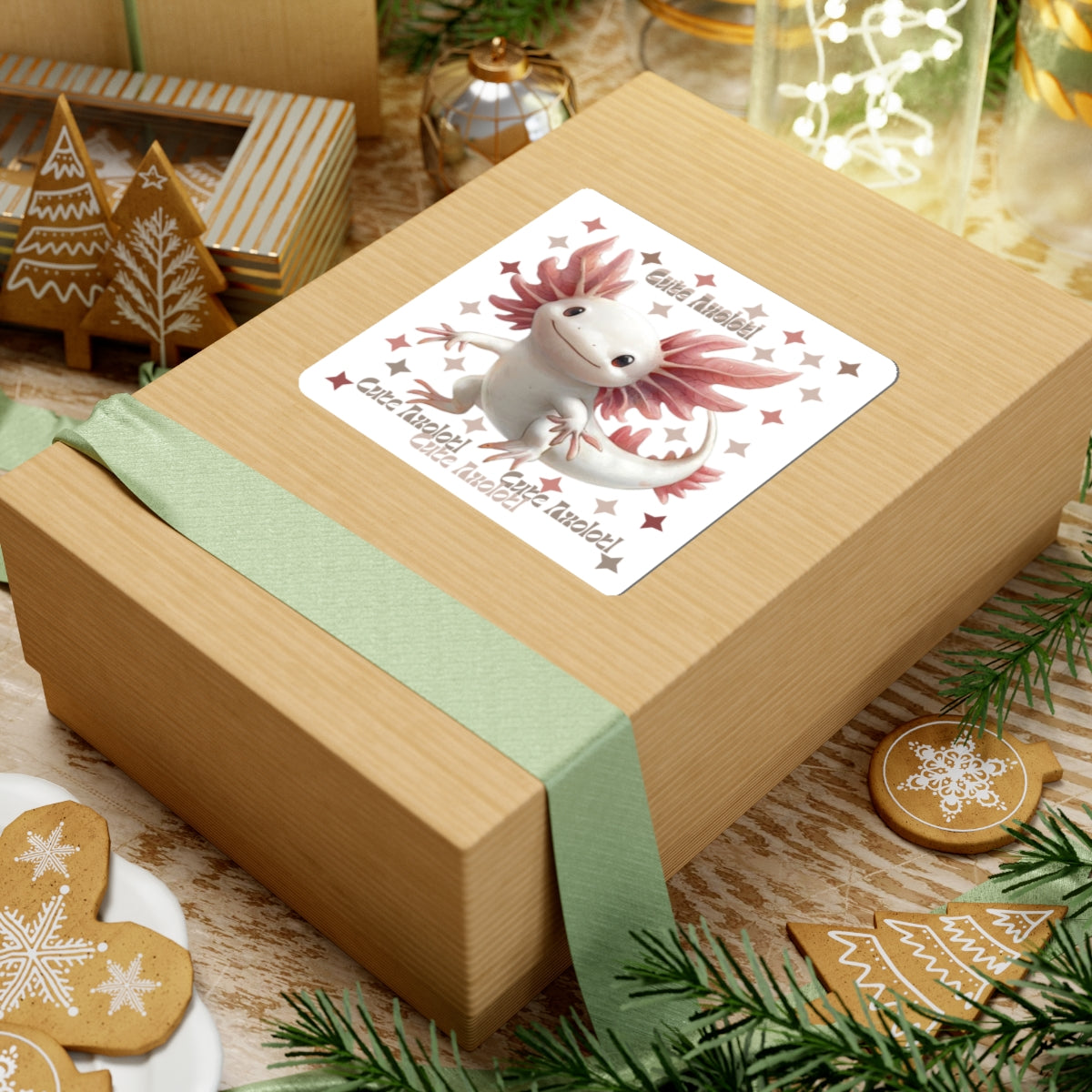 Cute Axolotl-Cut Stickers, Adorable Laptop Decals, Charming Axolotl Art, Watercolor Stickers, Cute Animal Gifts